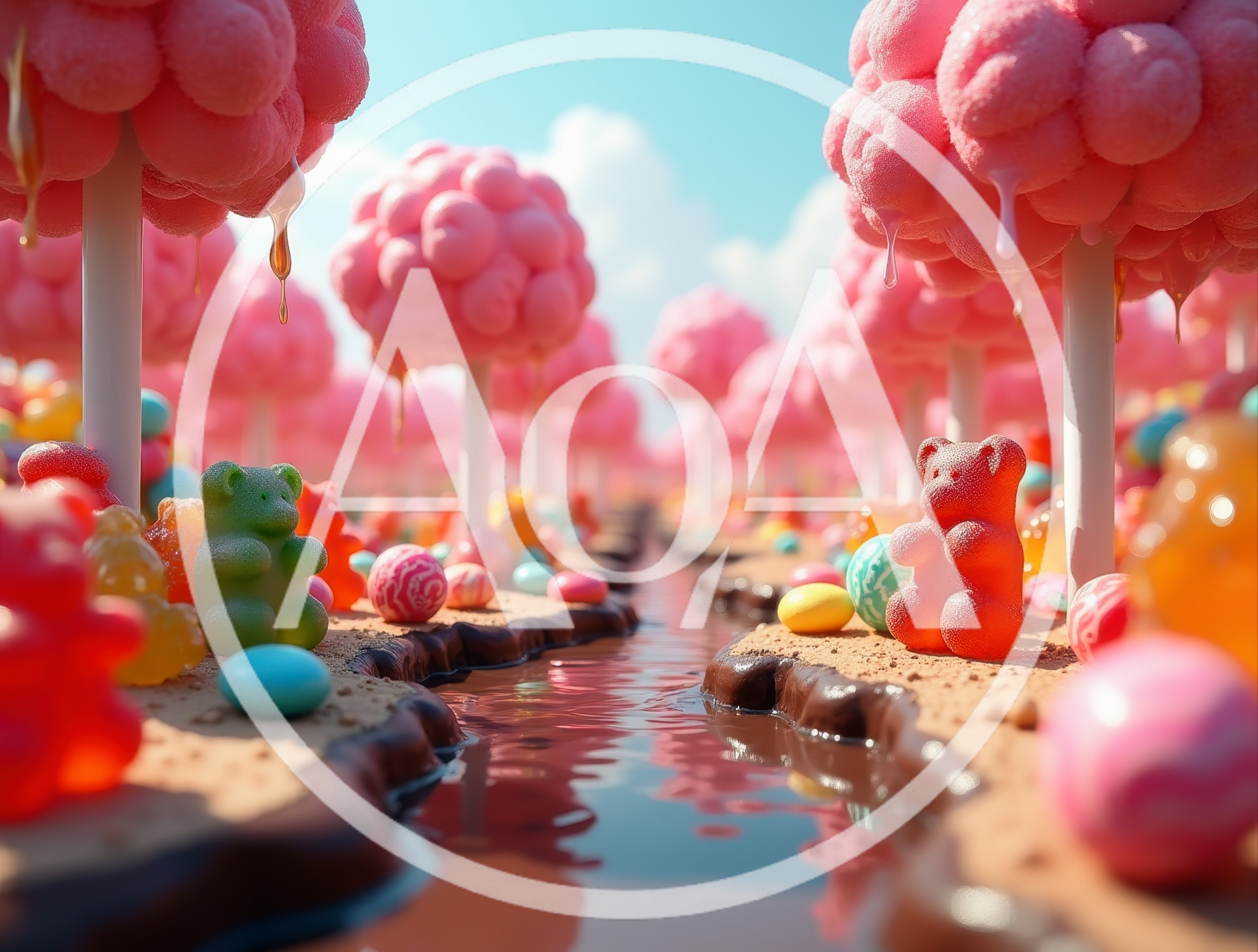 Whimsical Candy Land Landscape With Gummy Bears