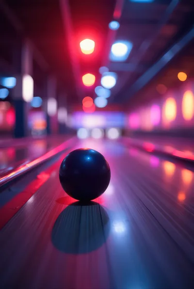 Bowling Ball Rolling Down A Neon Lit Lane