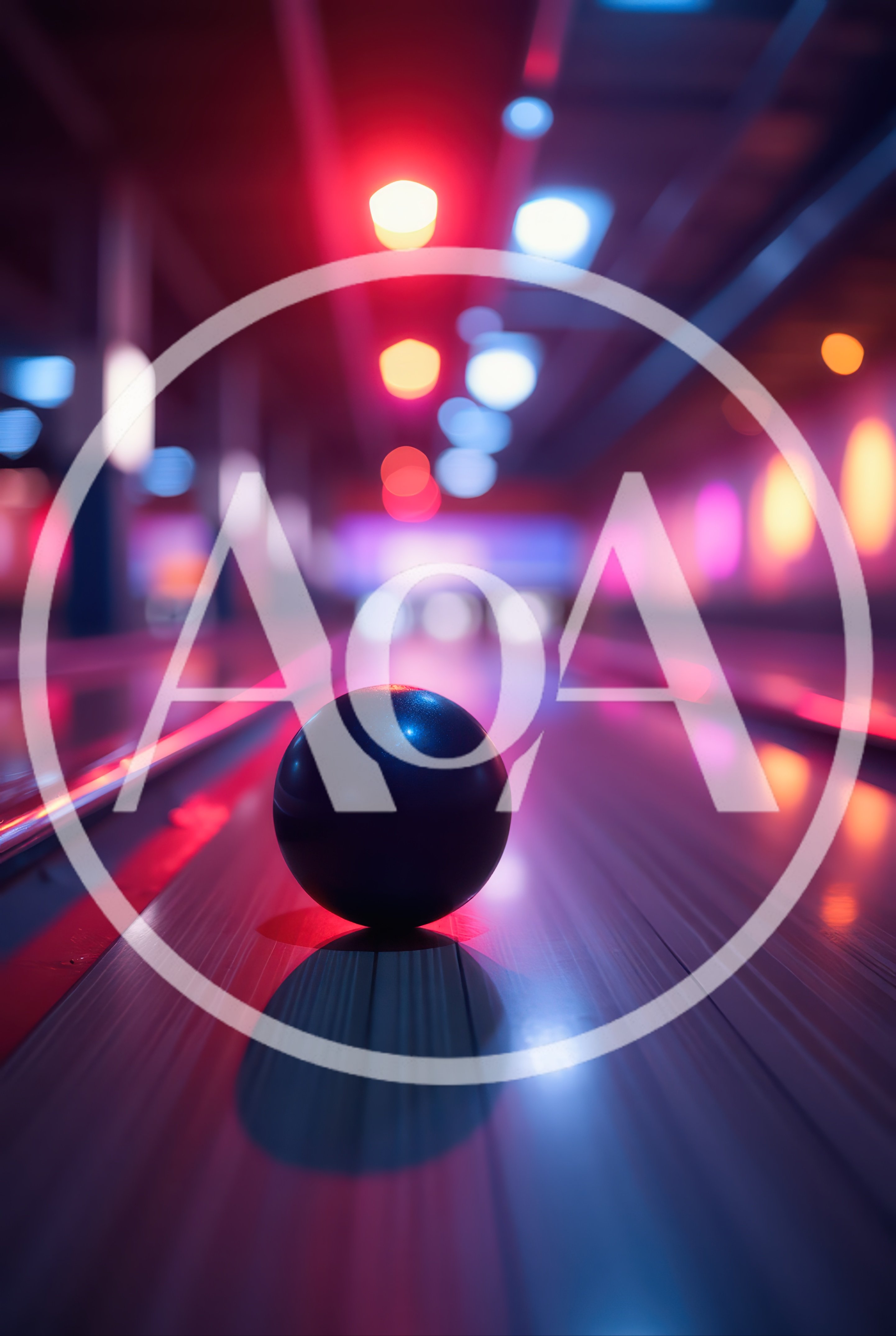 Bowling Ball Rolling Down A Neon Lit Lane