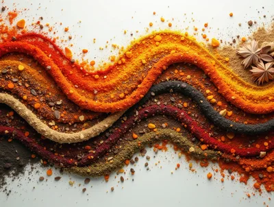 Colorful Spices Arranged In Wavy Lines