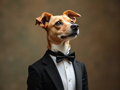 Portrait Of A Dapper Dog In A Tuxedo