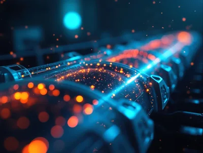 Futuristic Energy Conduit With Glowing Plasma Particles