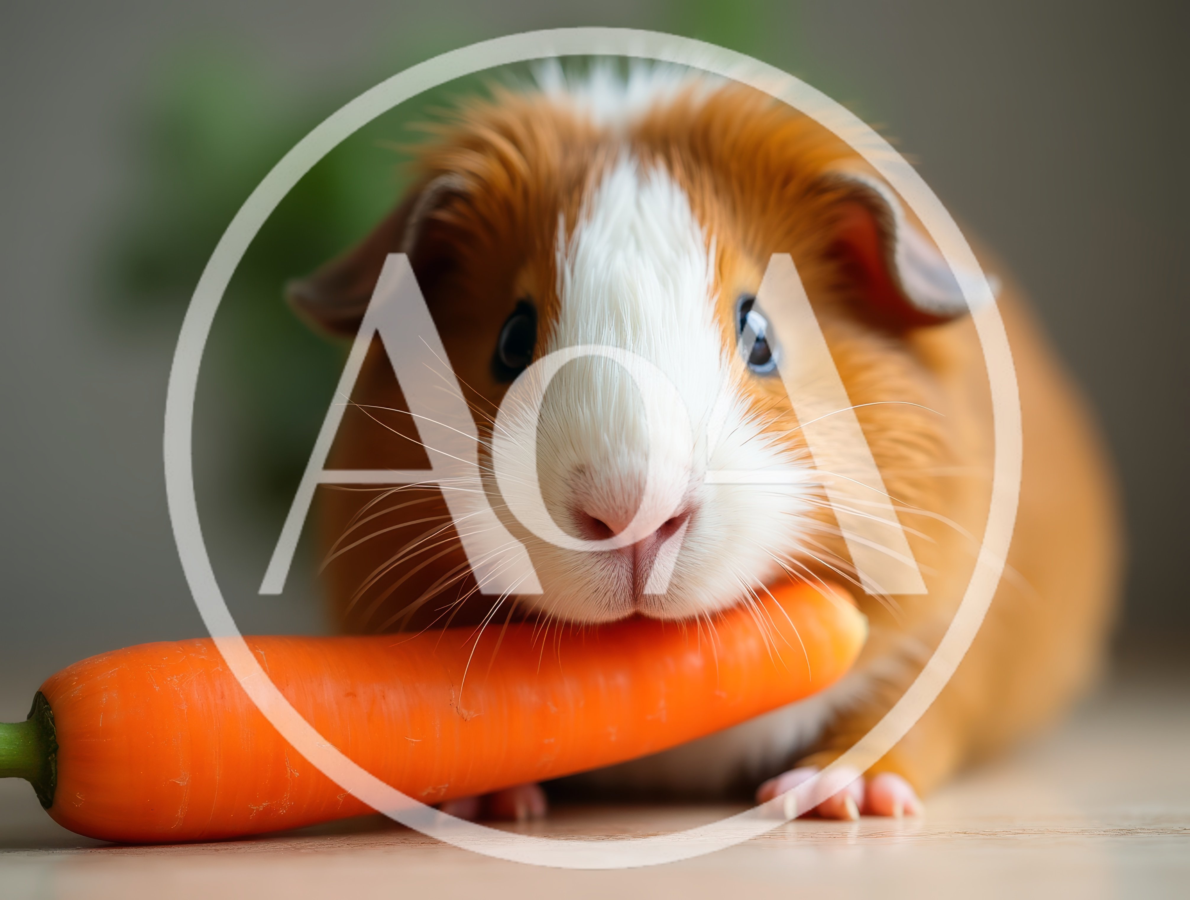 Cute Guinea Pig Holding A Fresh Orange Carrot