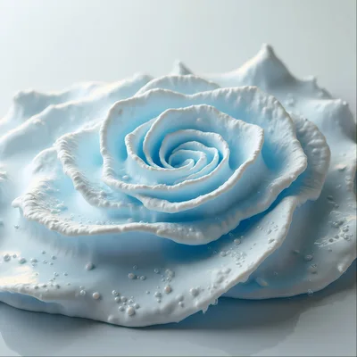 Abstract Light Blue Rose Made Of Liquid Cream