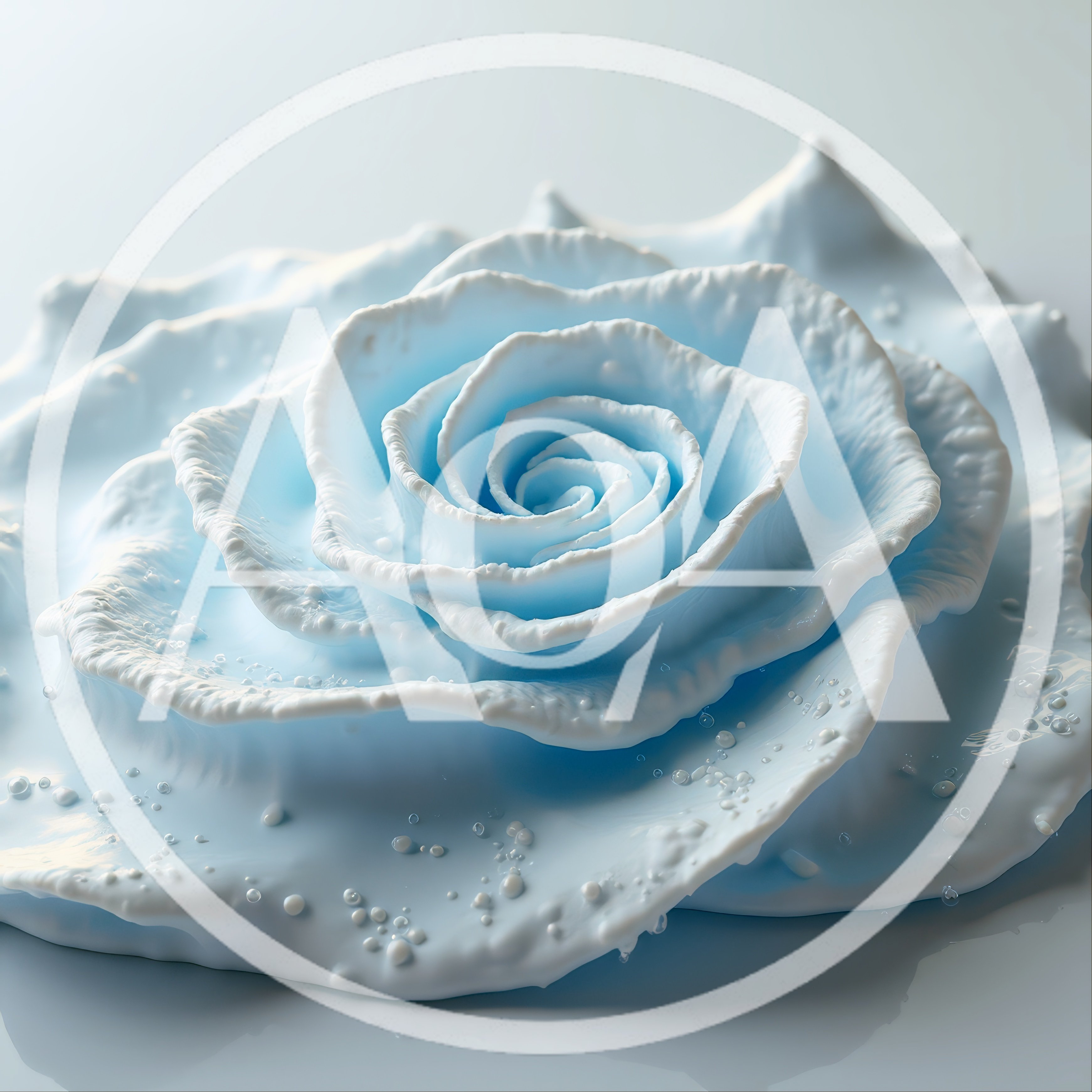Abstract Light Blue Rose Made Of Liquid Cream