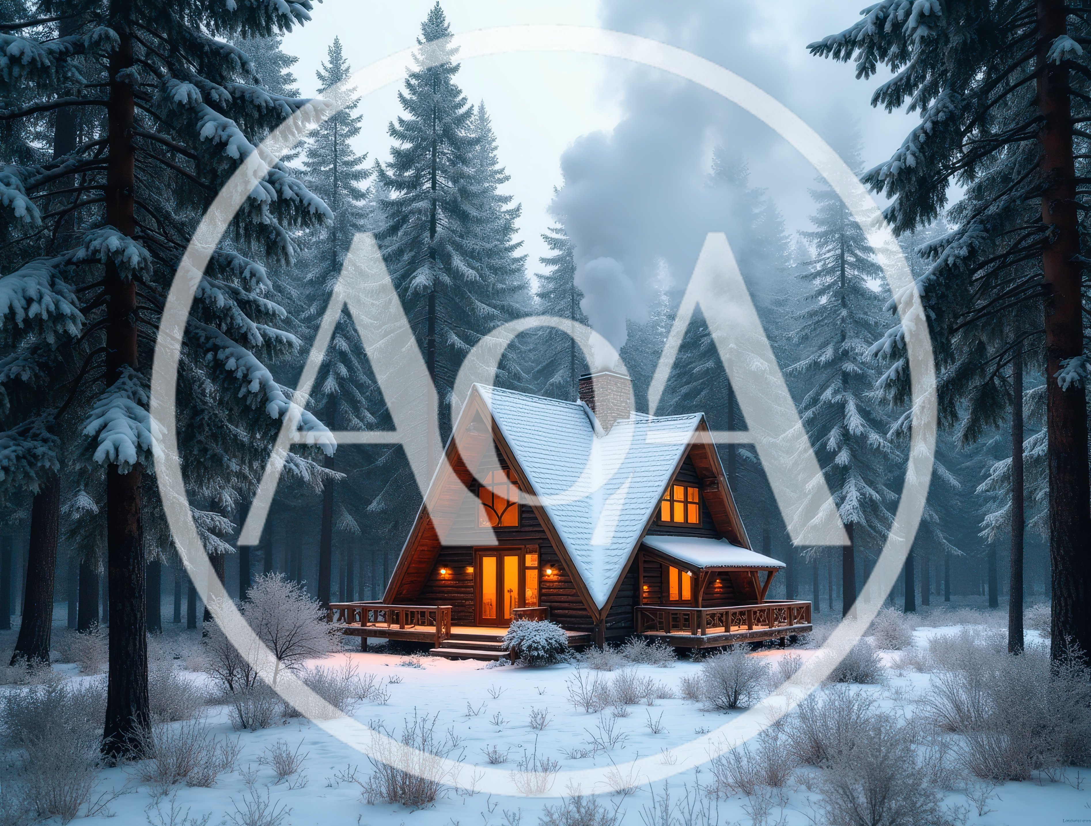 Cozy A-Frame Cabin In Snowy Pine Forest