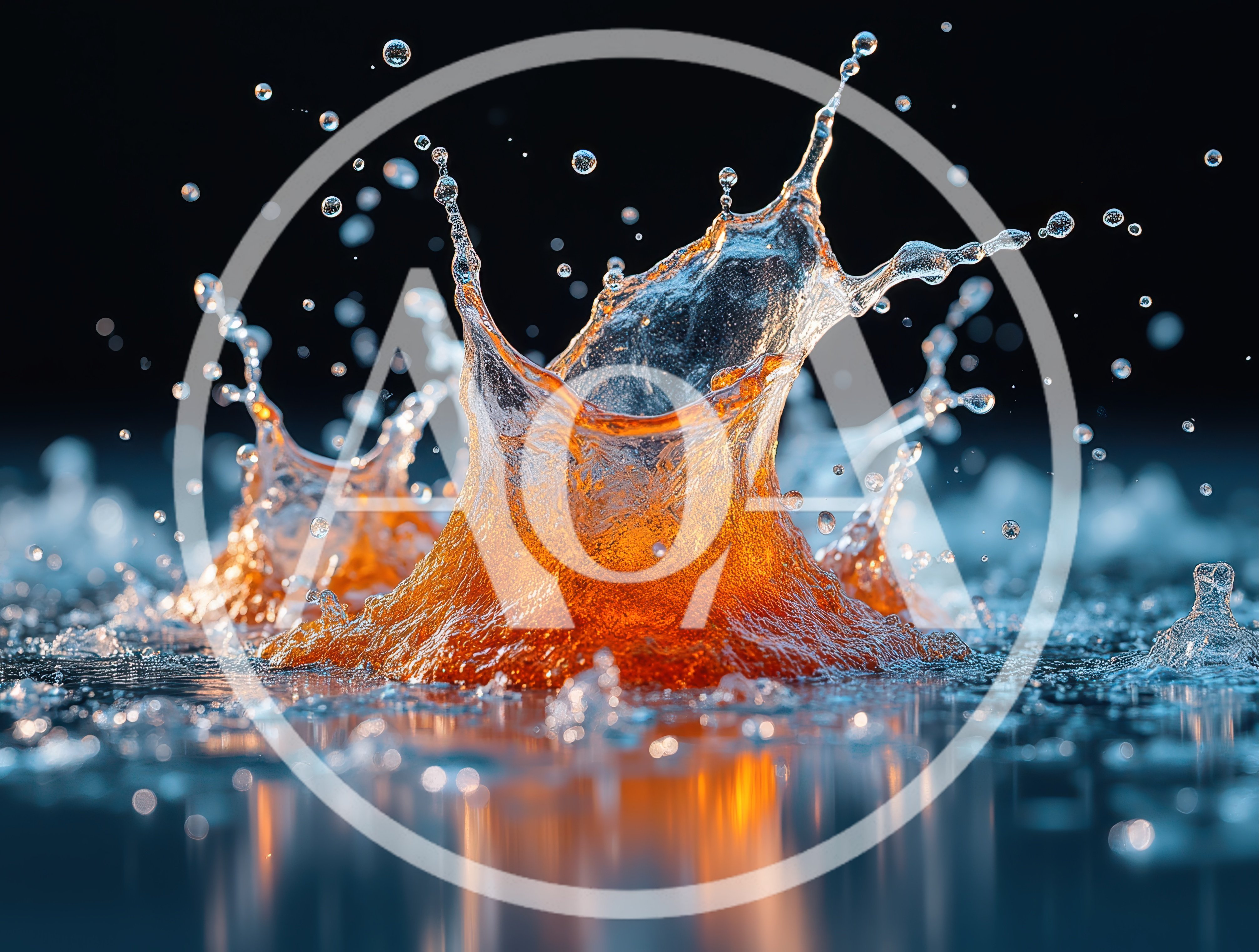 Dynamic Orange Liquid Splash Against Dark Background