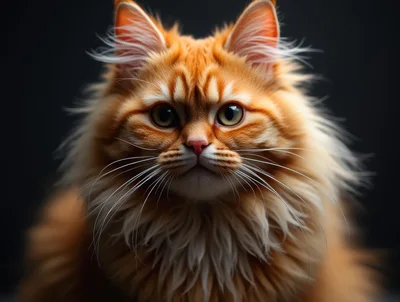 Portrait Of A Fluffy Orange Maine Coon Cat