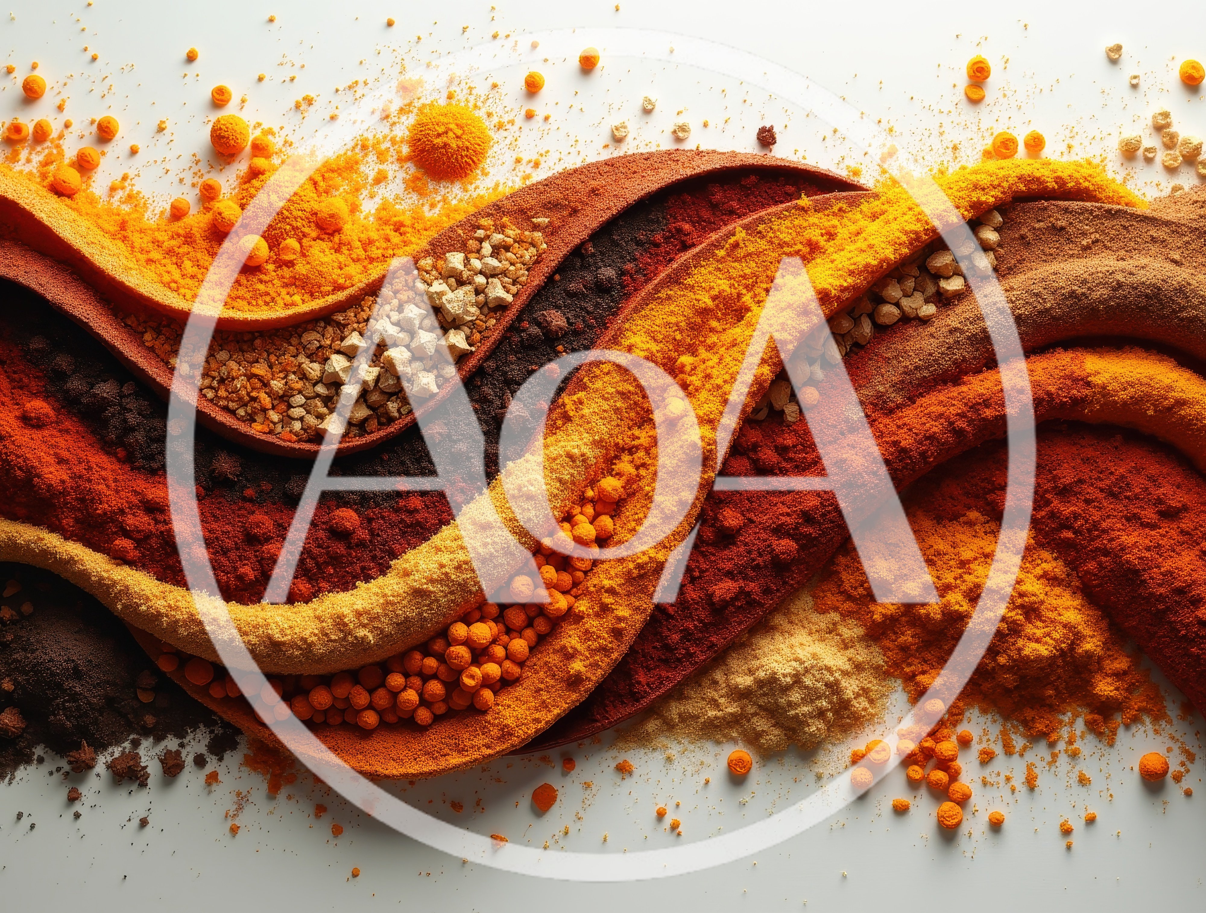 Abstract Swirls of Colorful Spices and Powders