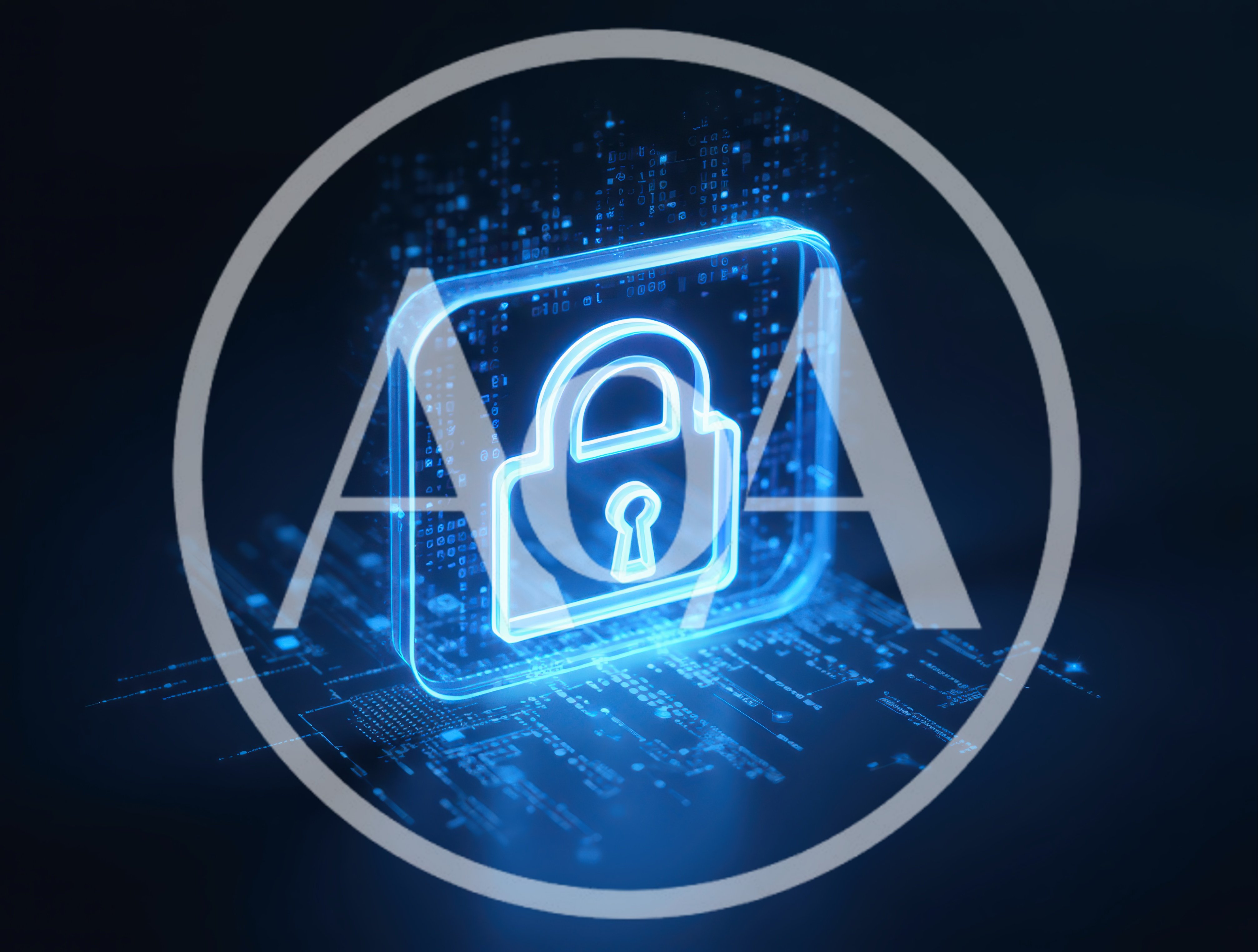 Glowing Digital Padlock Icon With Data Stream Background