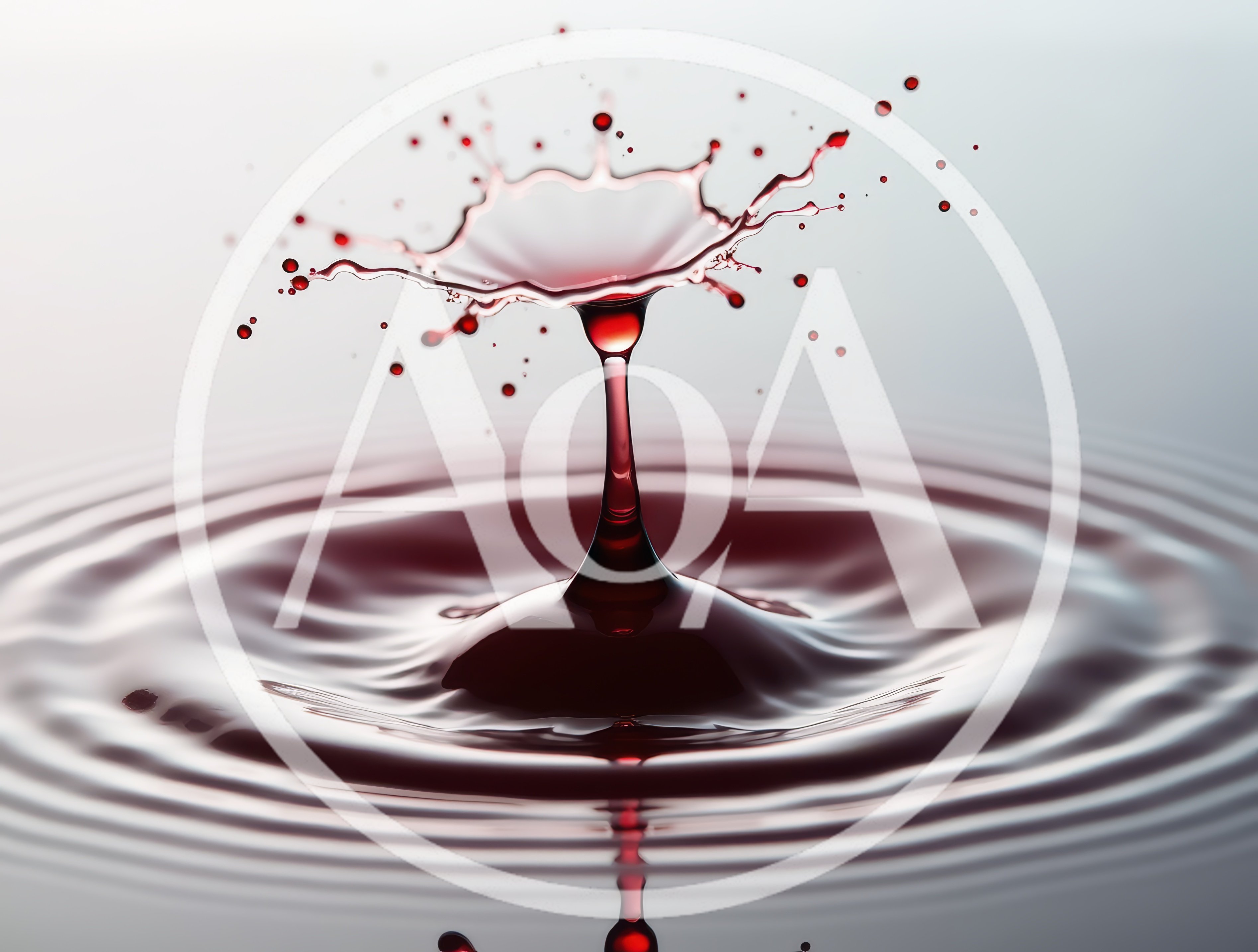 Red Liquid Drop Impact Creating Crown Splash