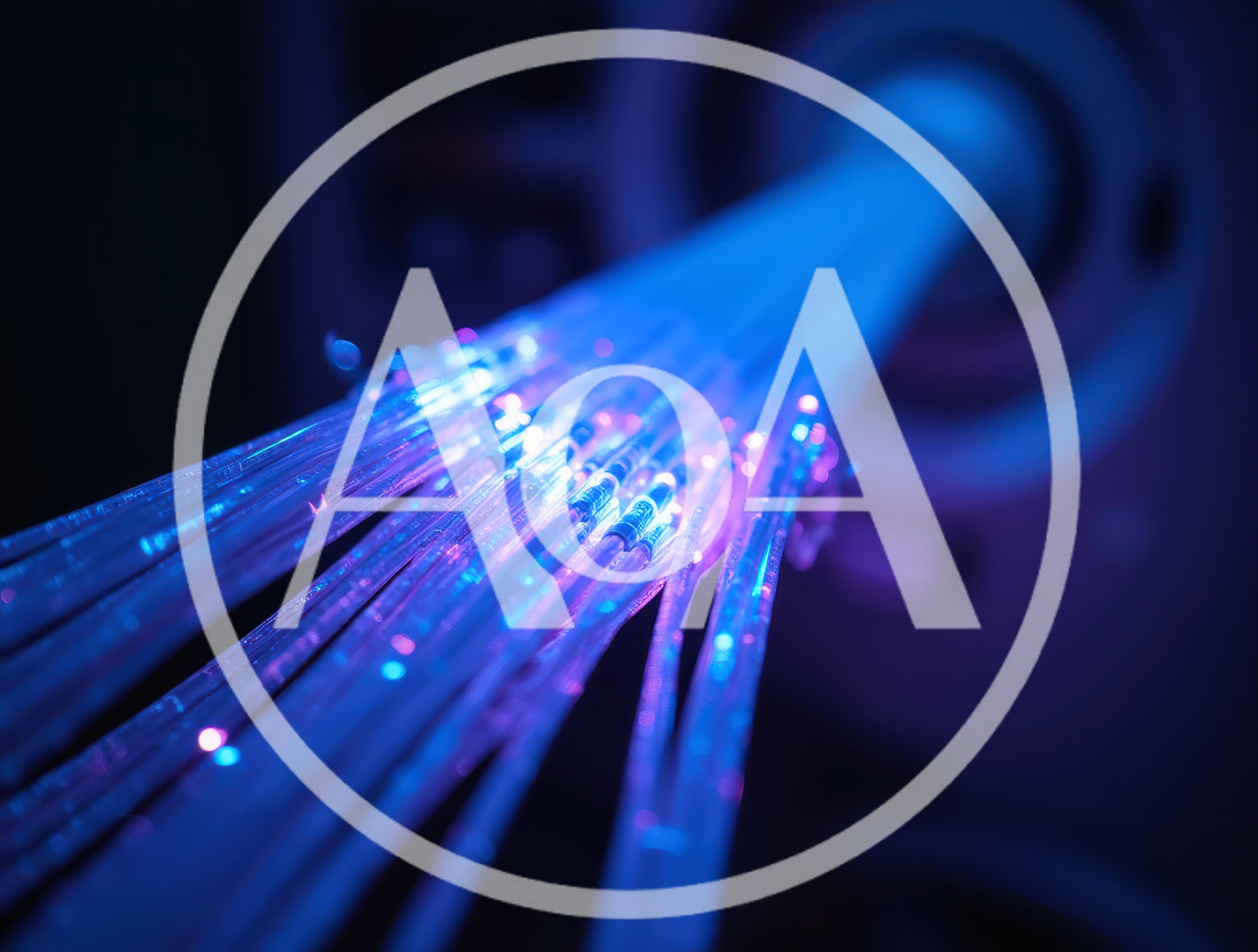 Fiber Optic Cables Transmitting Data With Blue Light
