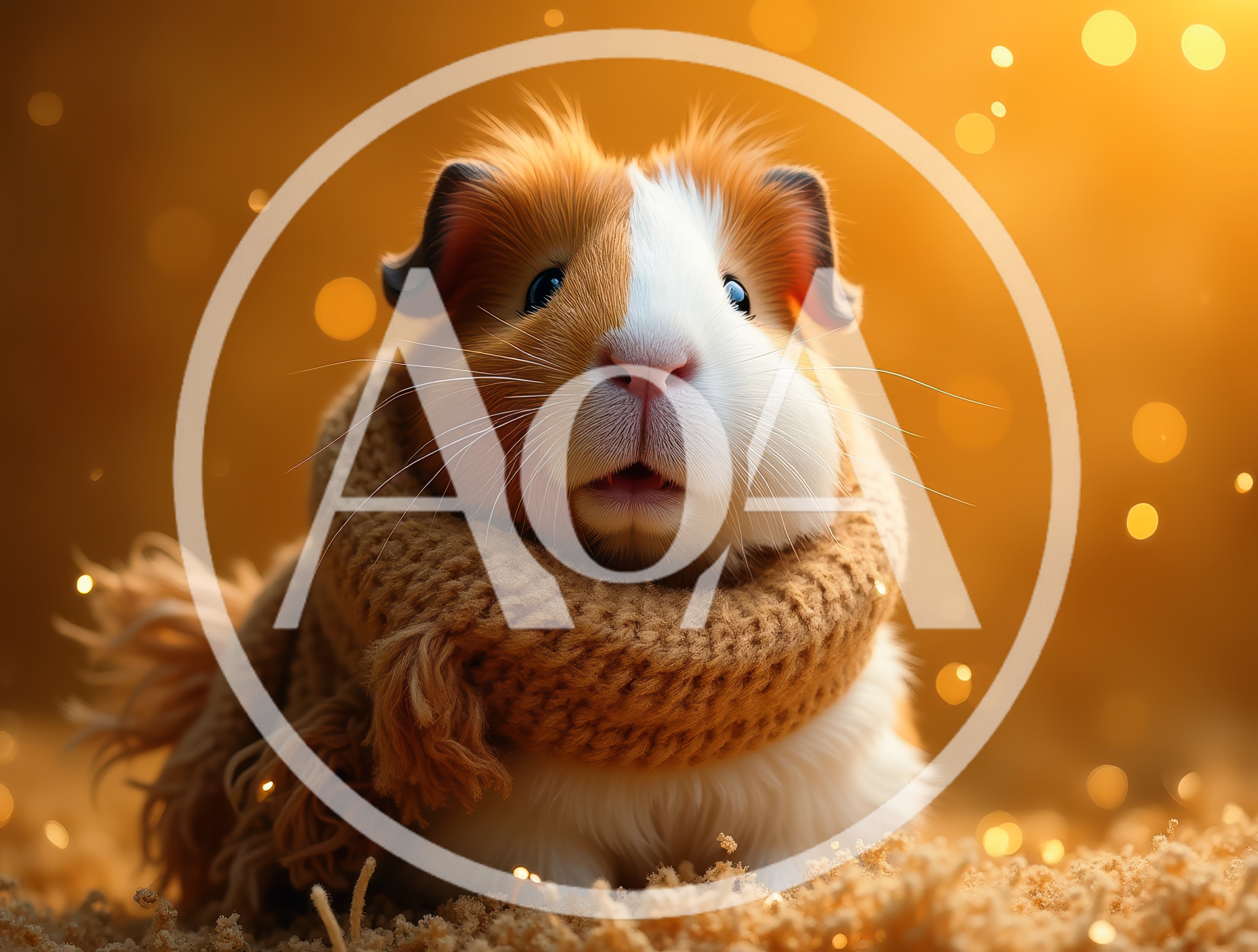 Cute Guinea Pig Wearing A Knitted Scarf