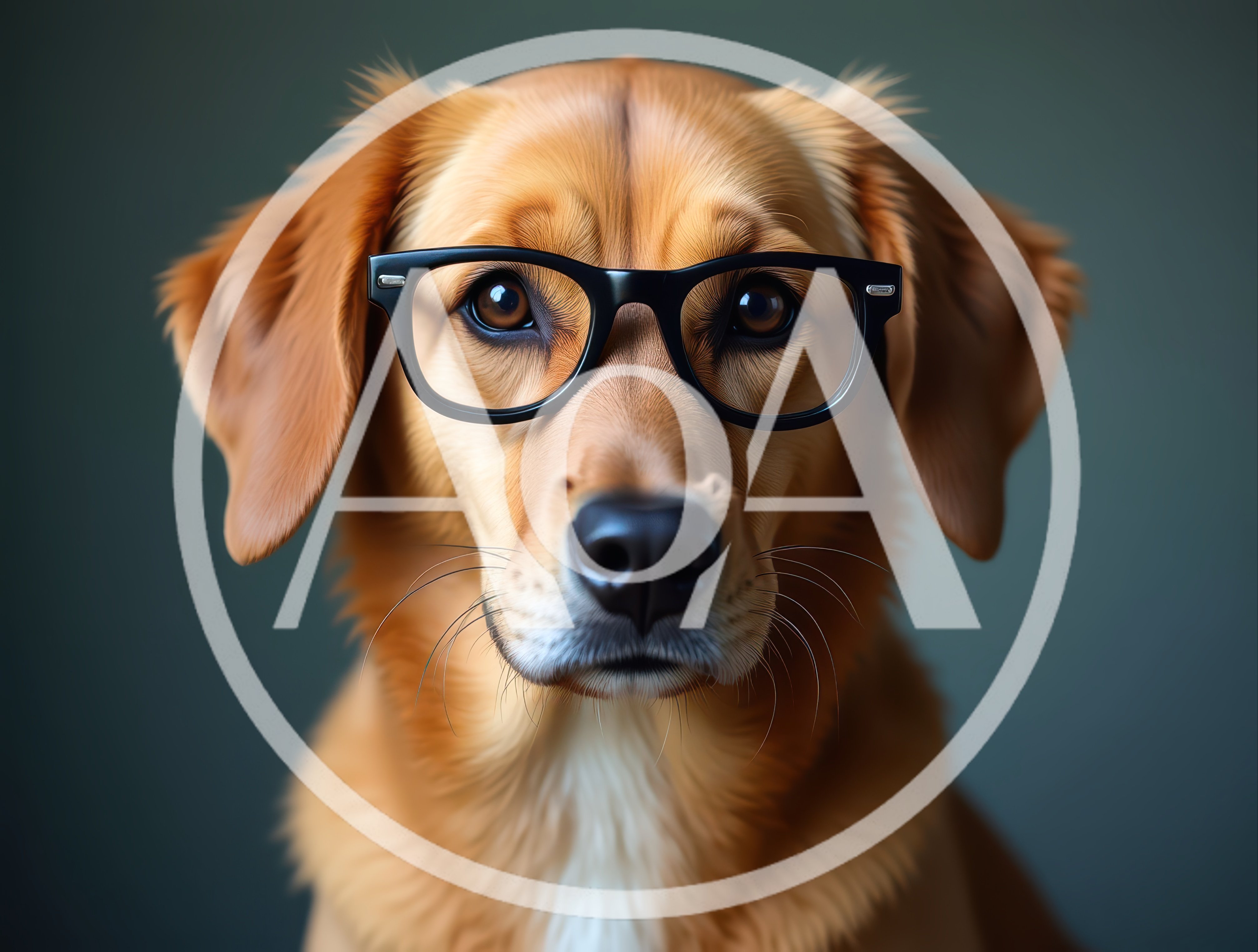 Golden Retriever Dog Wearing Black Eyed Glasses