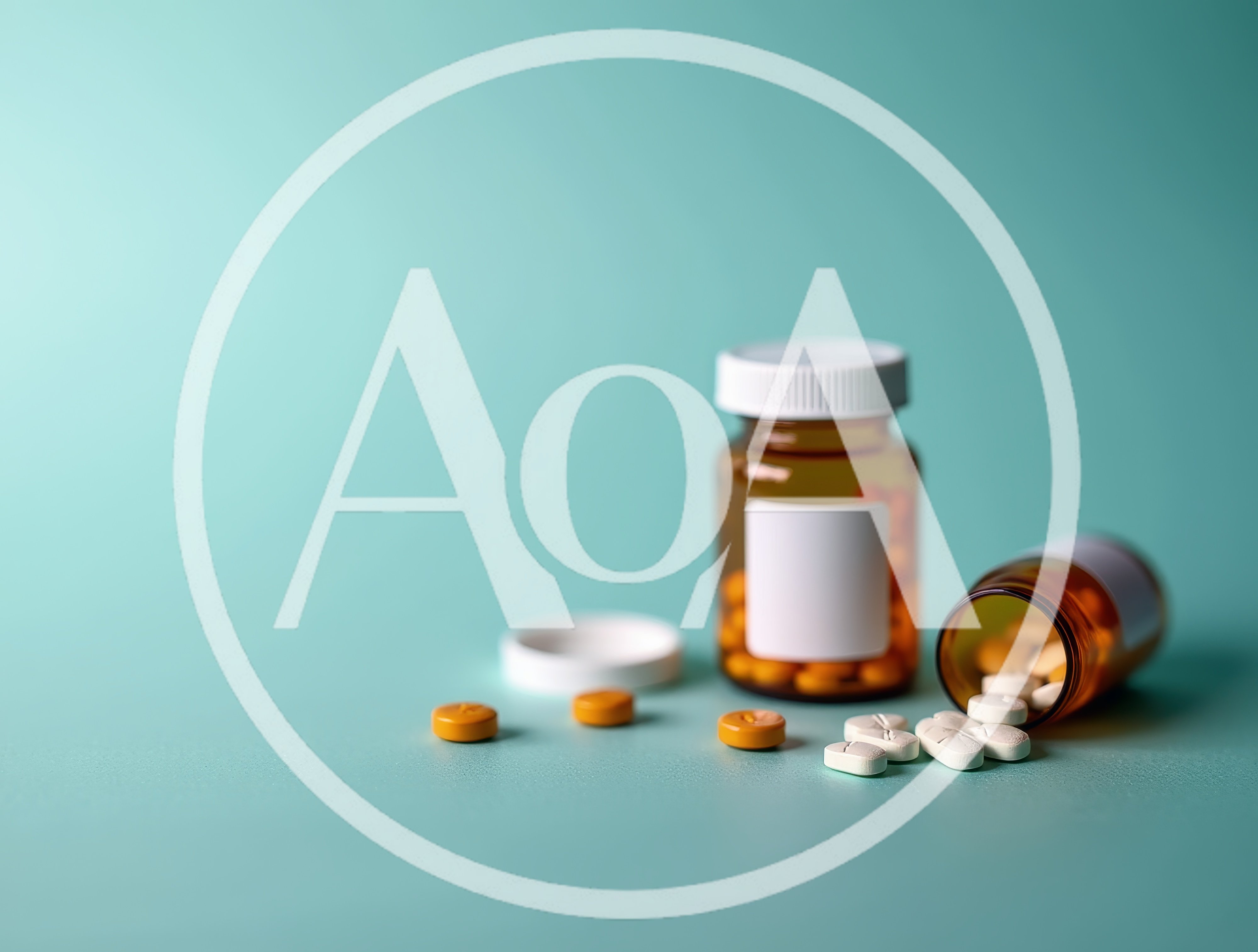 Amber Pill Bottles With Assorted Medication Tablets