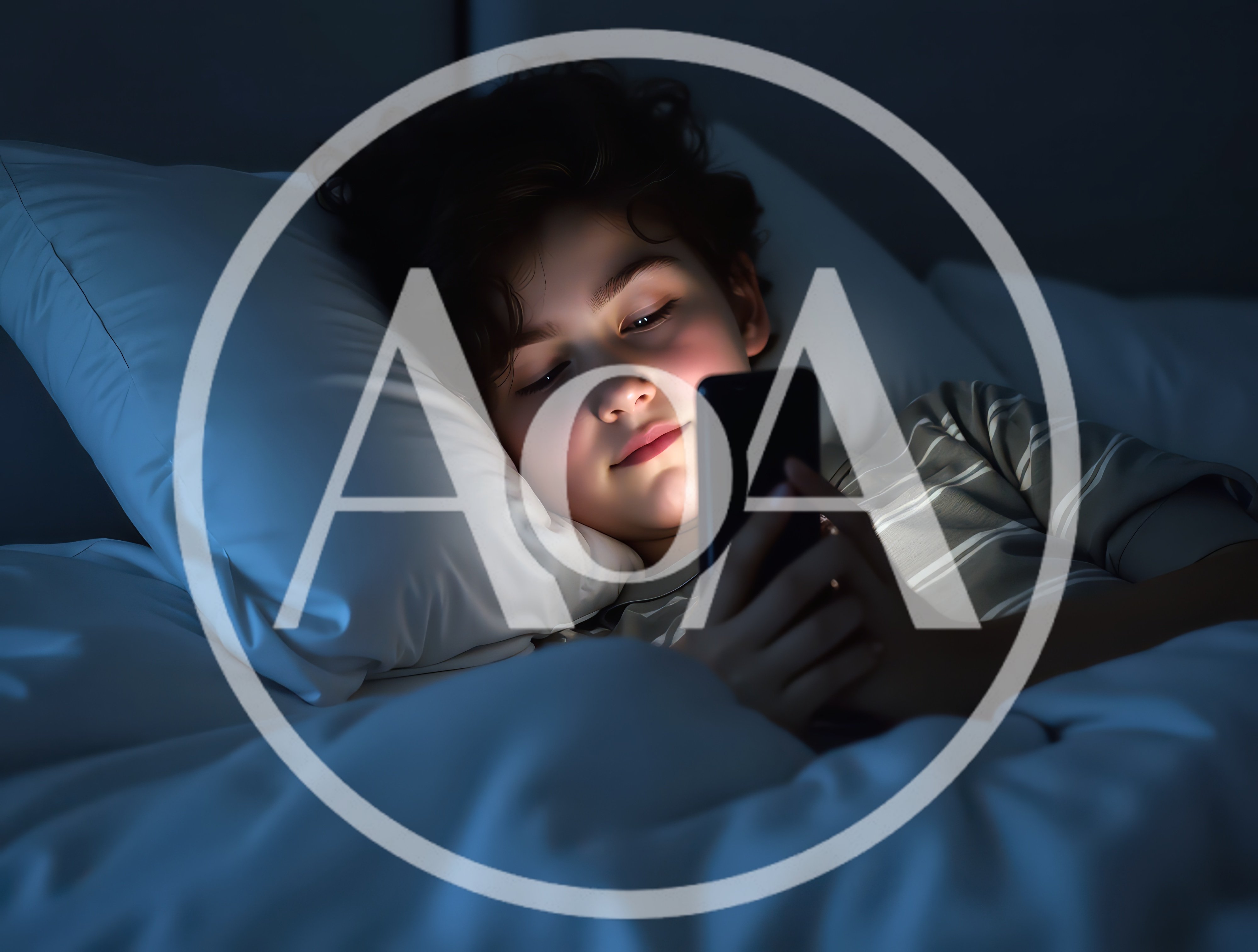 Young Person Using Smartphone In Bed At Night
