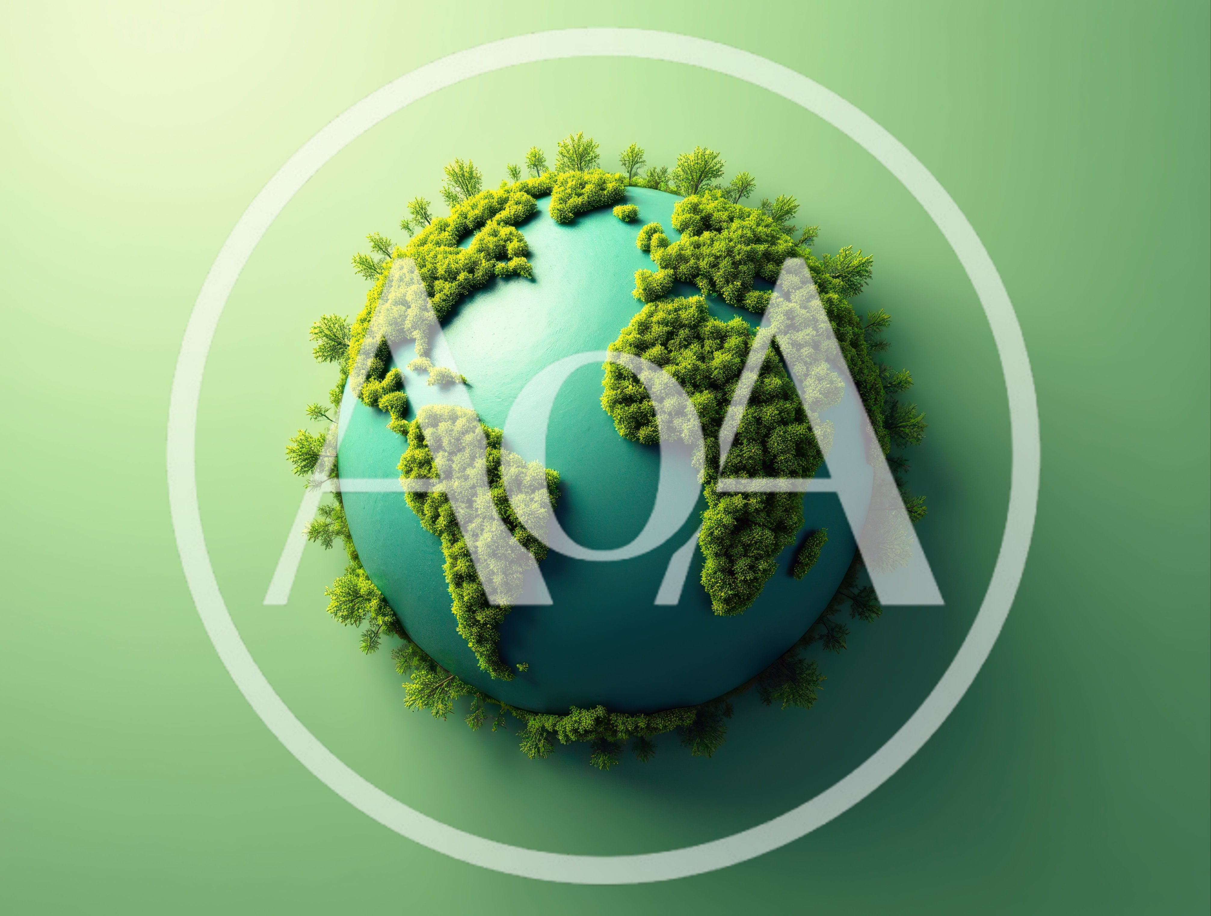 Stylized 3D Earth Globe With Lush Green Forest Continents