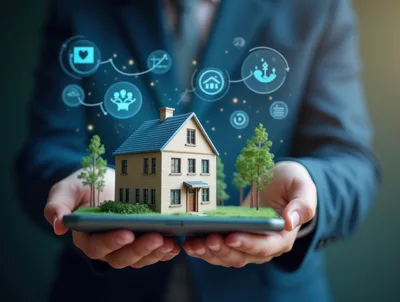 Businessman Holding Digital Model of Residential House