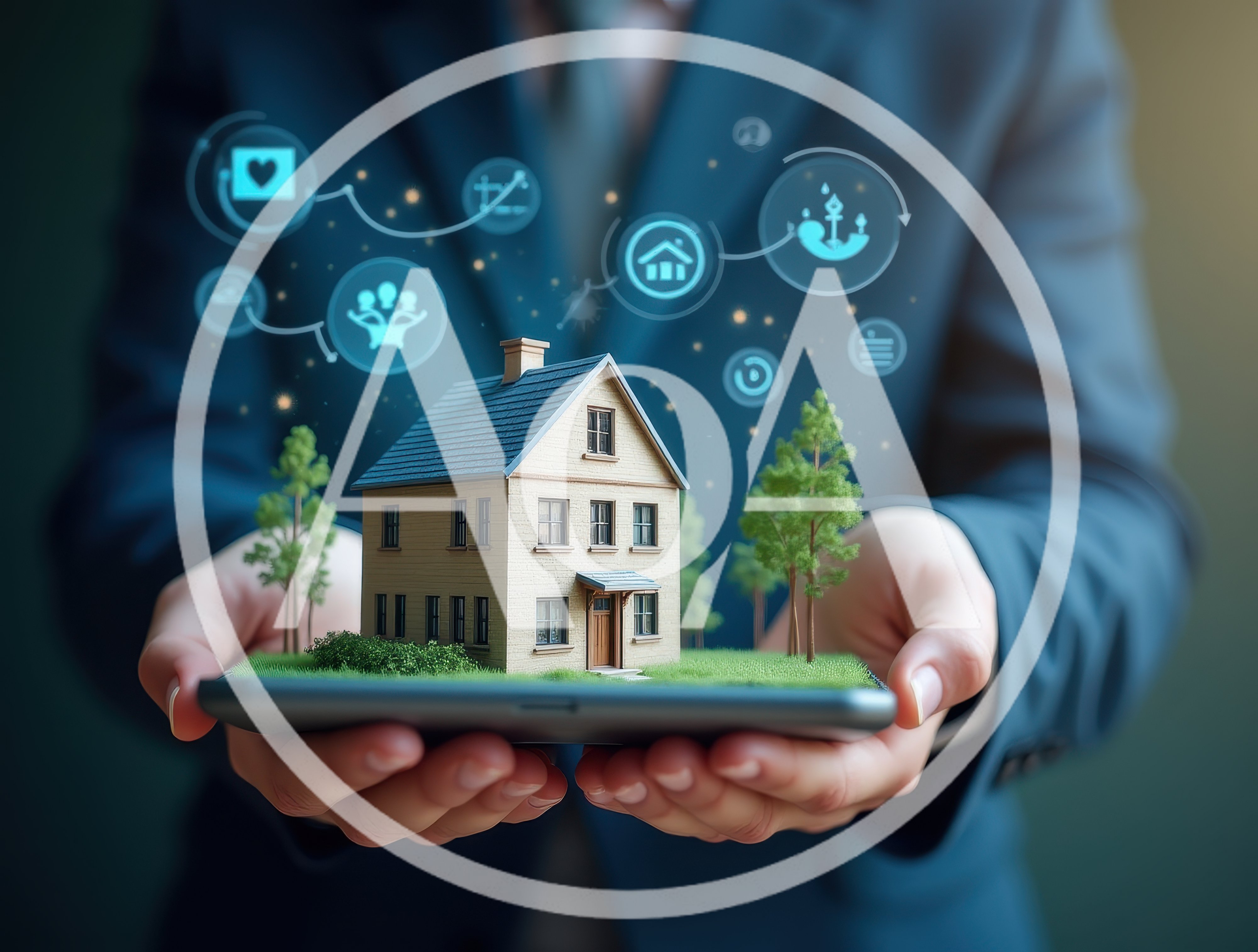 Businessman Holding Digital Model of Residential House