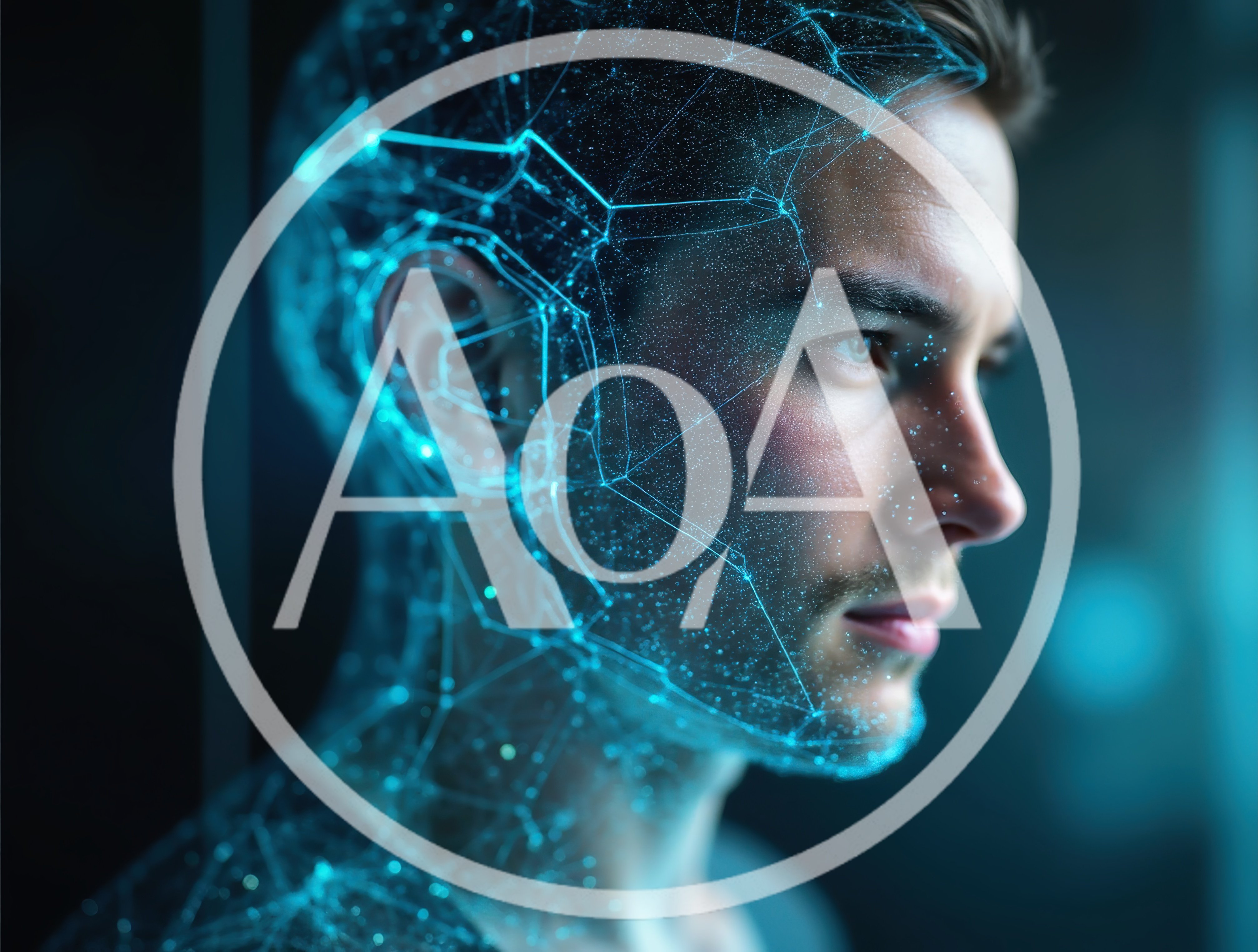 Digital Facial Recognition Scan Of A Young Man