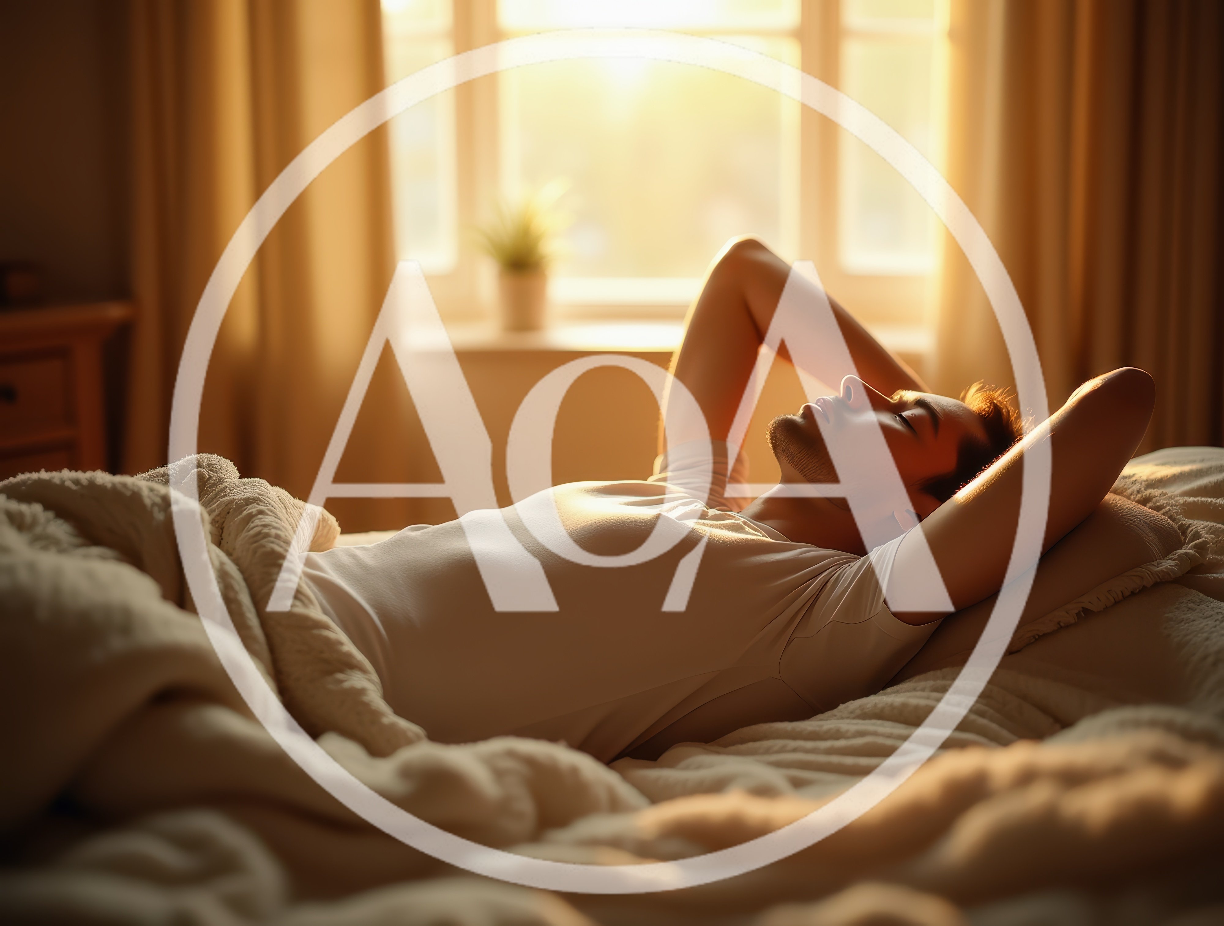Young Man Relaxing In Bed During Morning Sunlight