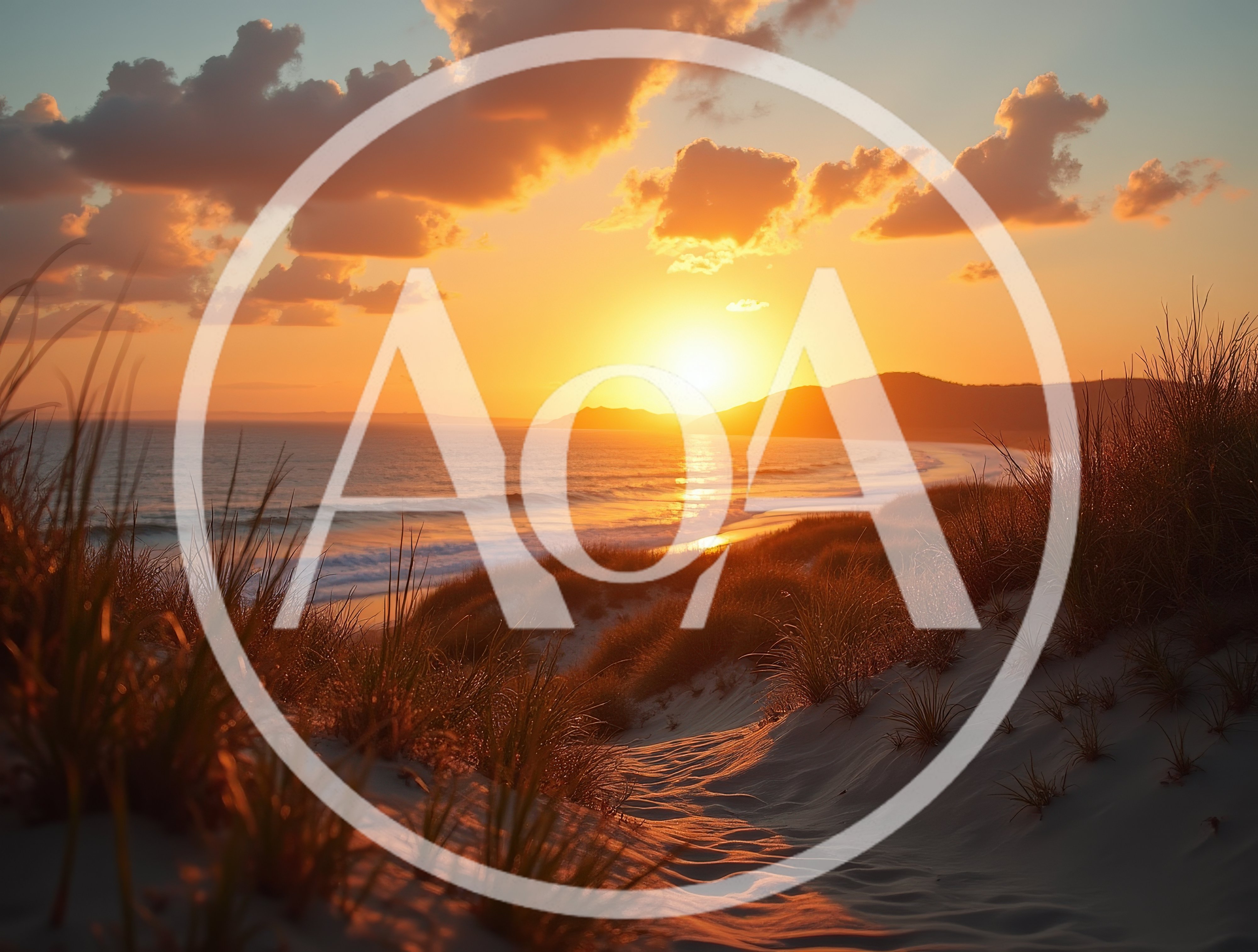 Golden Sunset Over Coastal Sand Dunes And Ocean