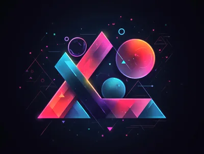 Abstract Geometric Neon Triangle Composition