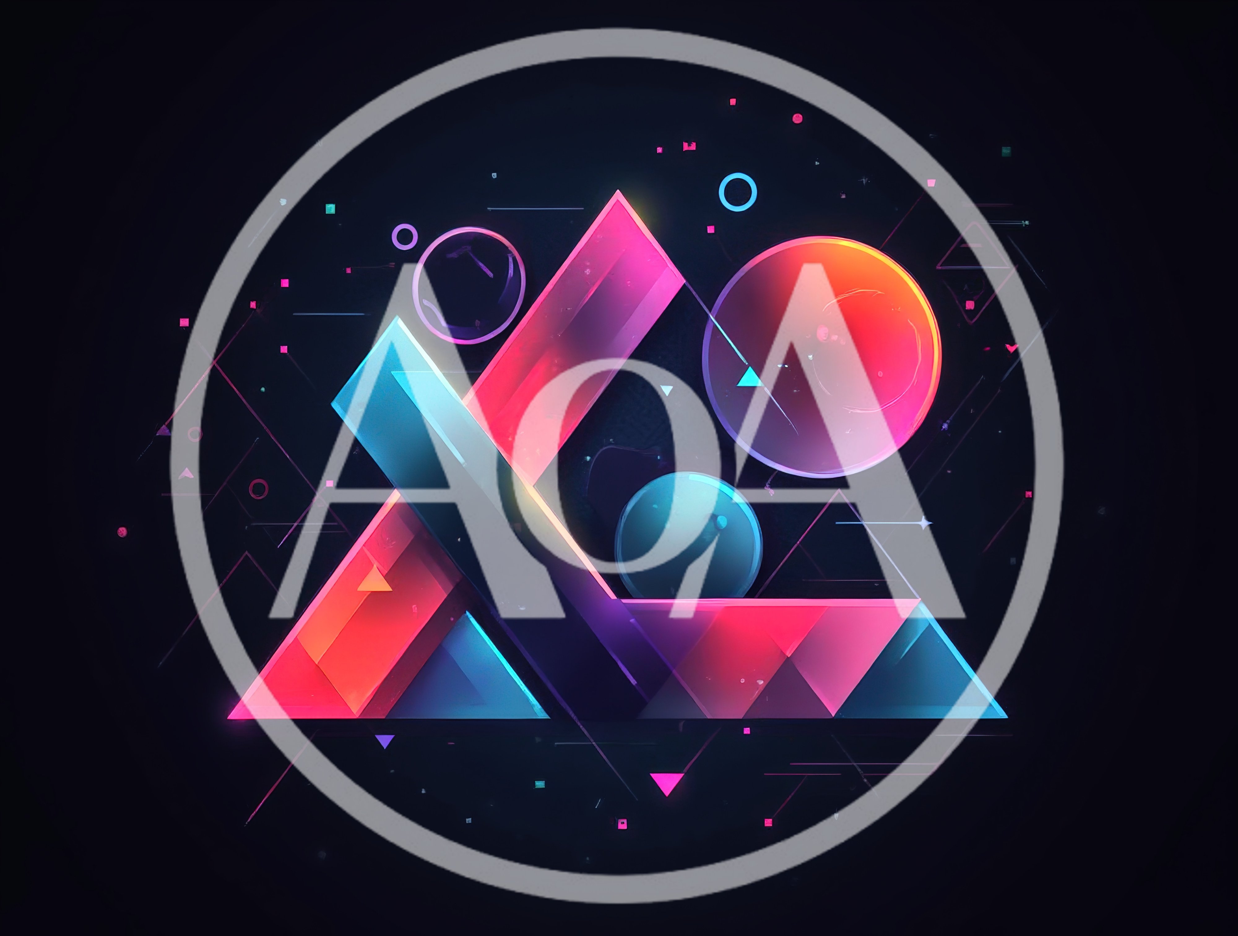 Abstract Geometric Neon Triangle Composition