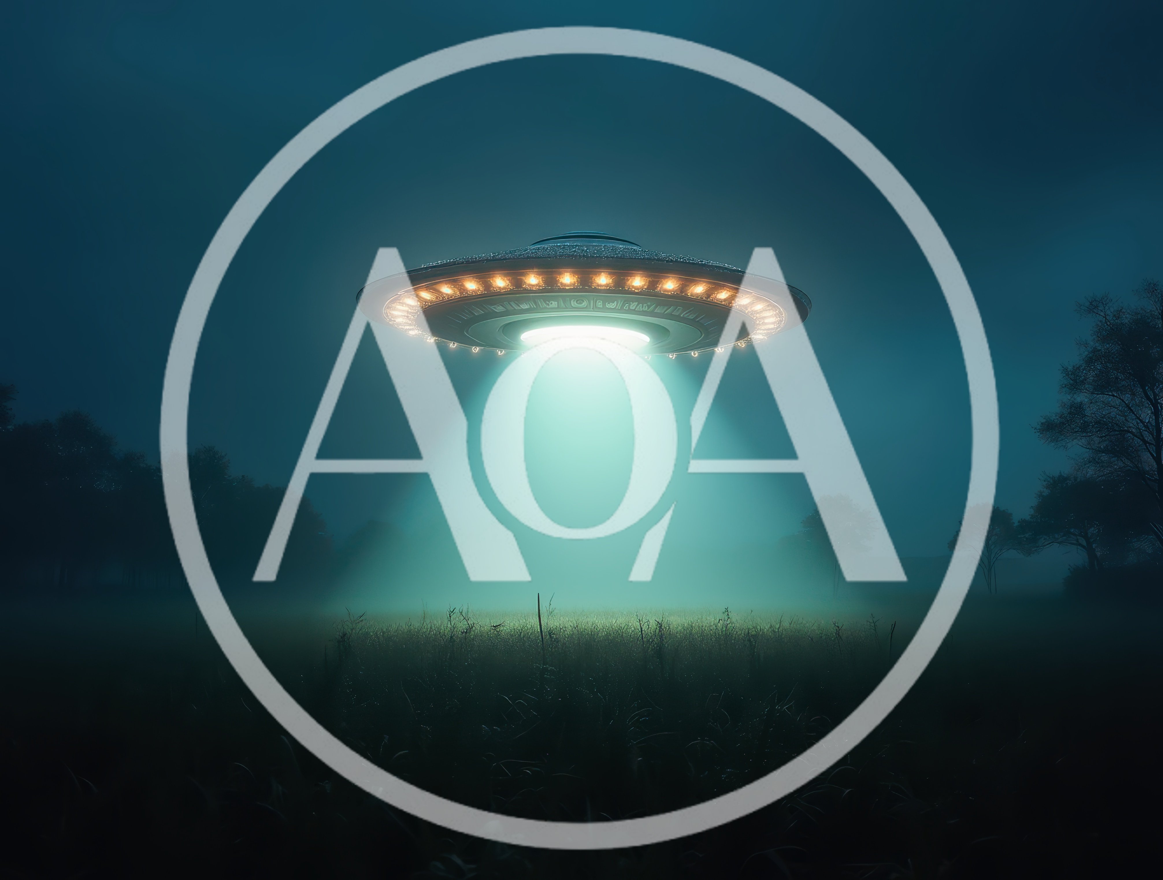 UFO Hovering Over A Misty Field At Night
