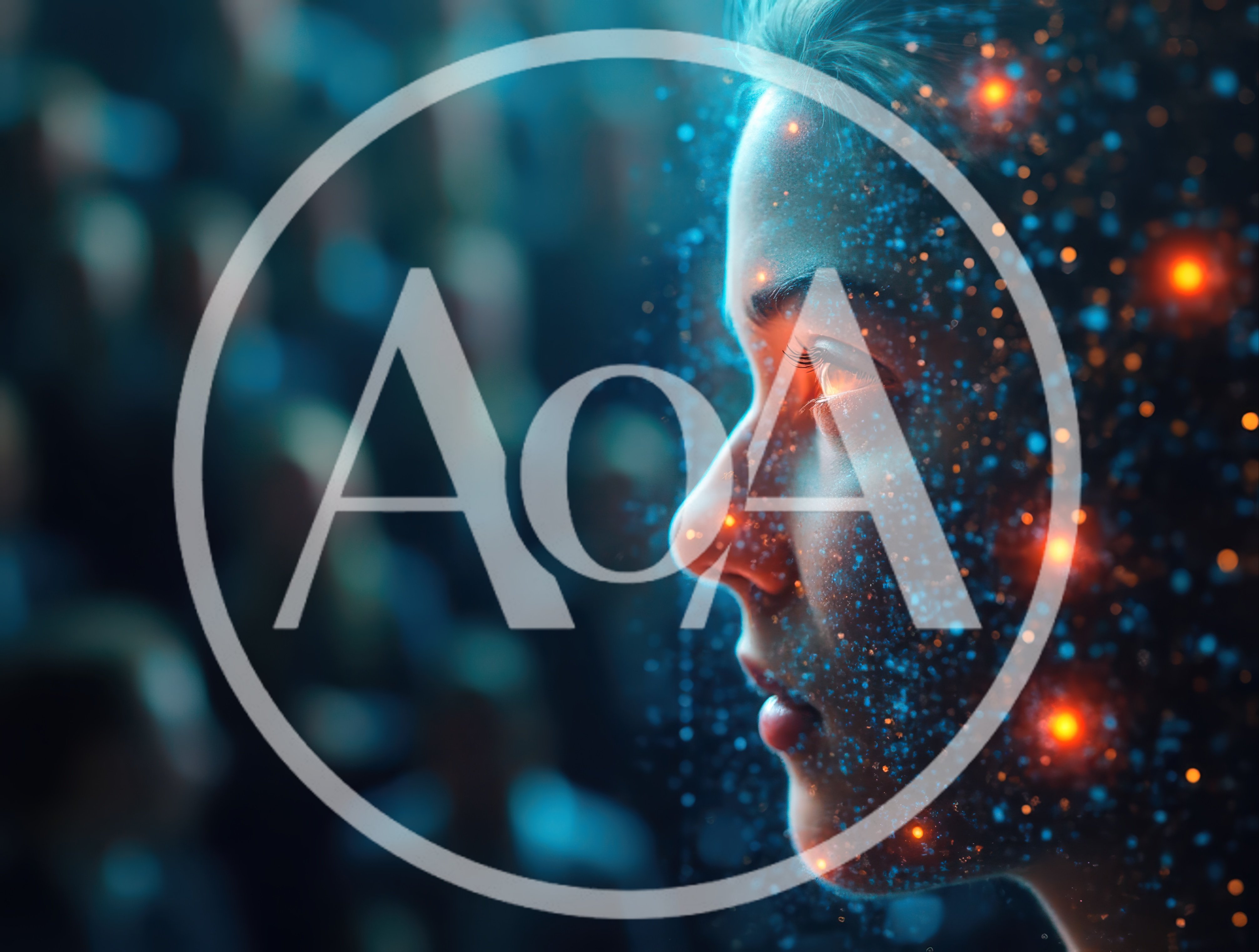 Digital Human Face With Glowing Particle Network