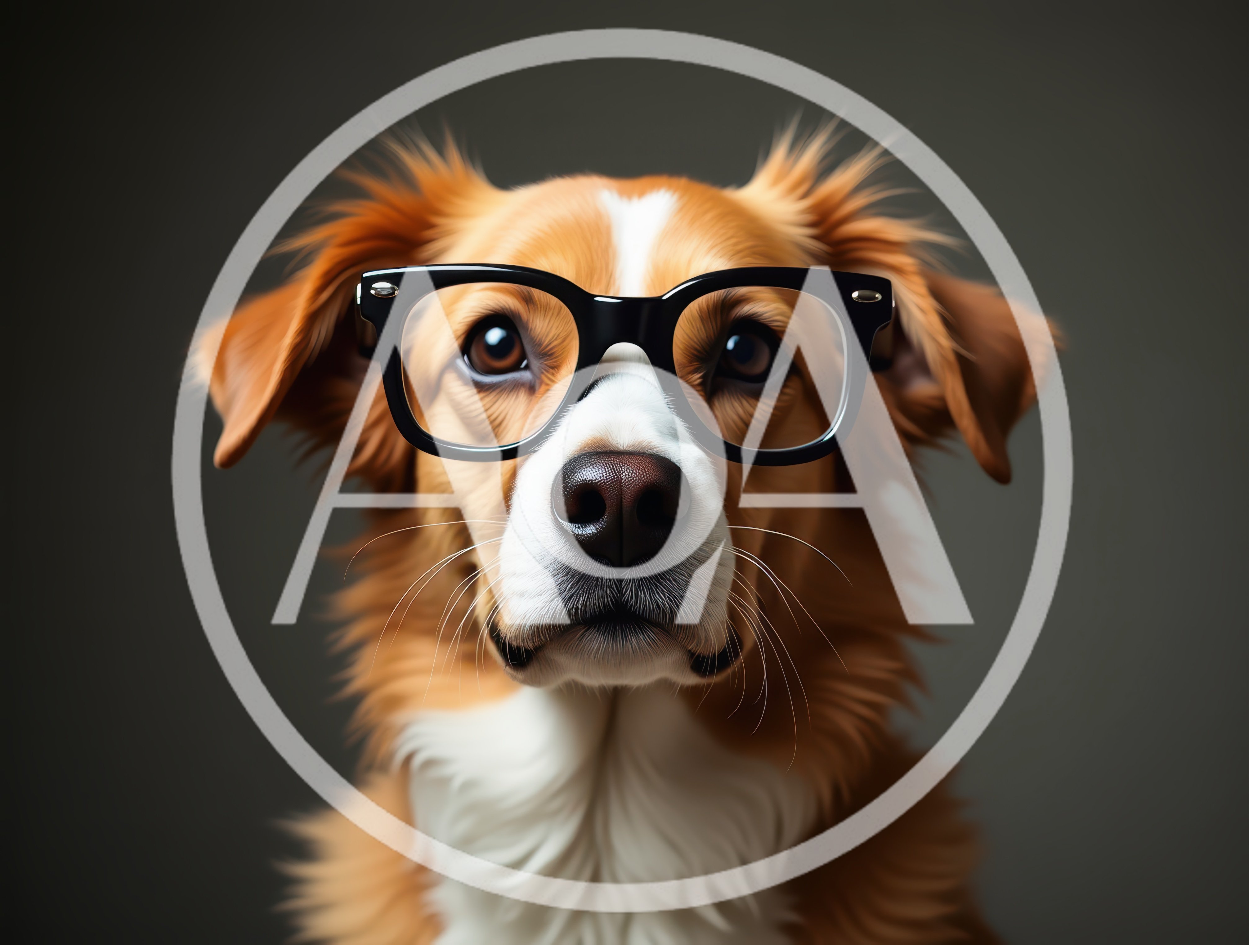 Portrait Of A Smart Dog Wearing Black Glasses