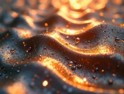 Abstract Wavy Dark Fabric With Golden Light Reflections