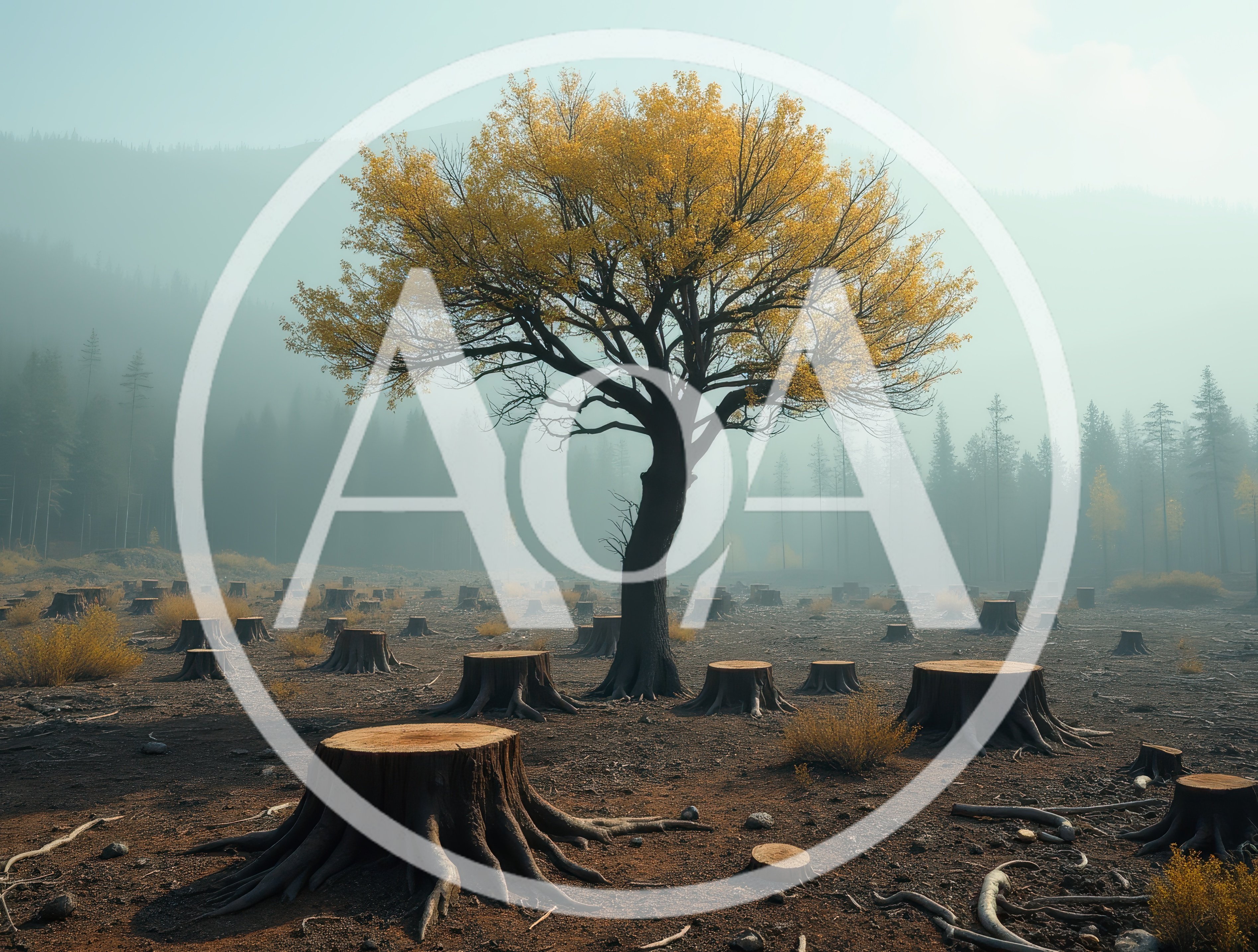 Single Standing Tree Amidst A Deforested Landscape