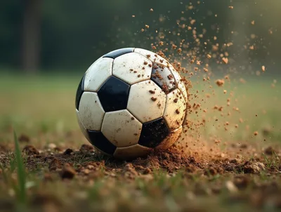 Soccer Ball Impacting Dirt Ground