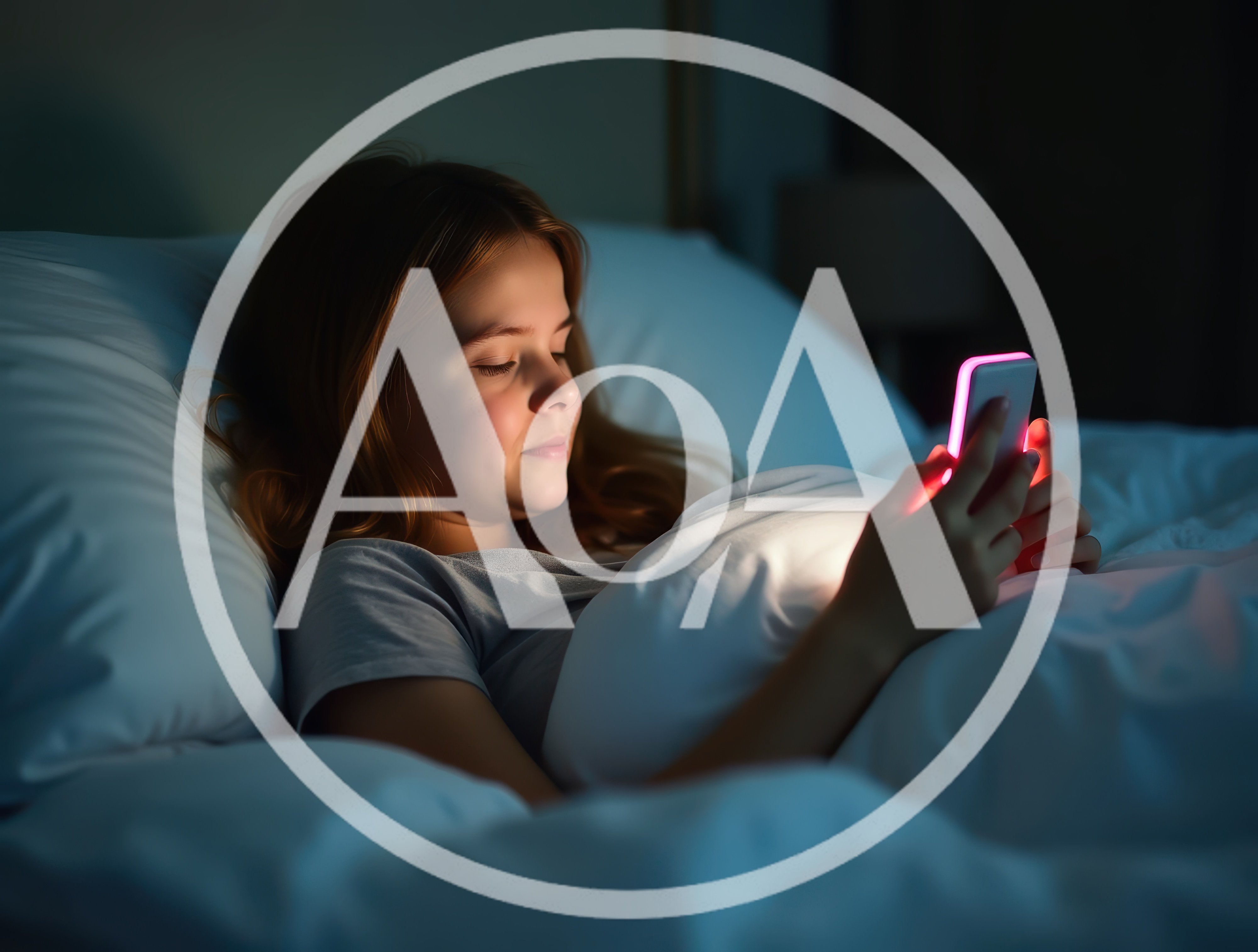Teenager Browsing Phone in Bed at Night