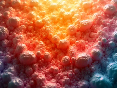 Abstract Macro View Of Colorful Spherical Particles