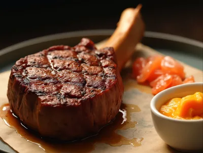 Grilled Tomahawk Steak With Mustard Sauce