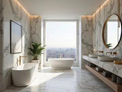 Luxury Modern Bathroom With City View