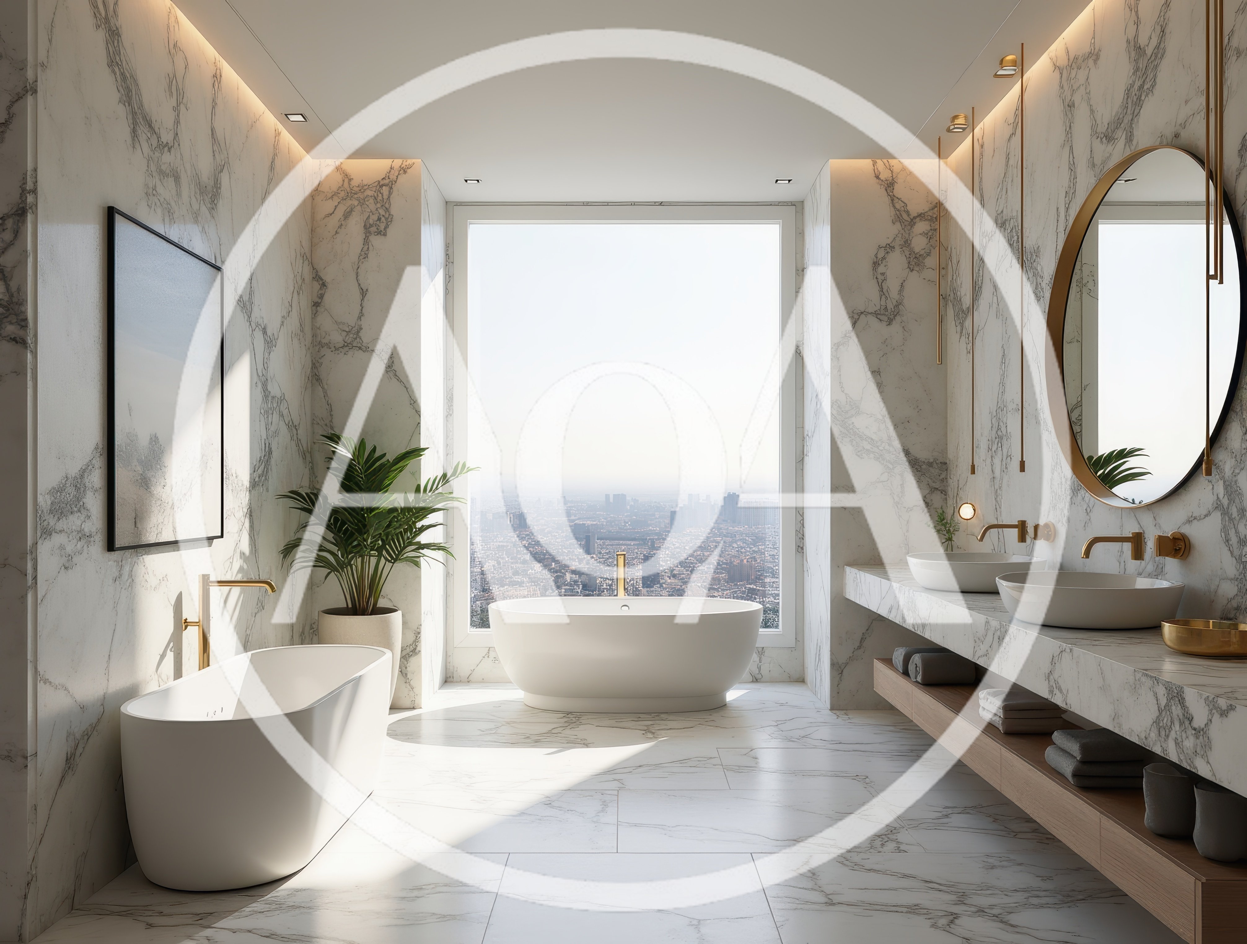 Luxury Modern Bathroom With City View