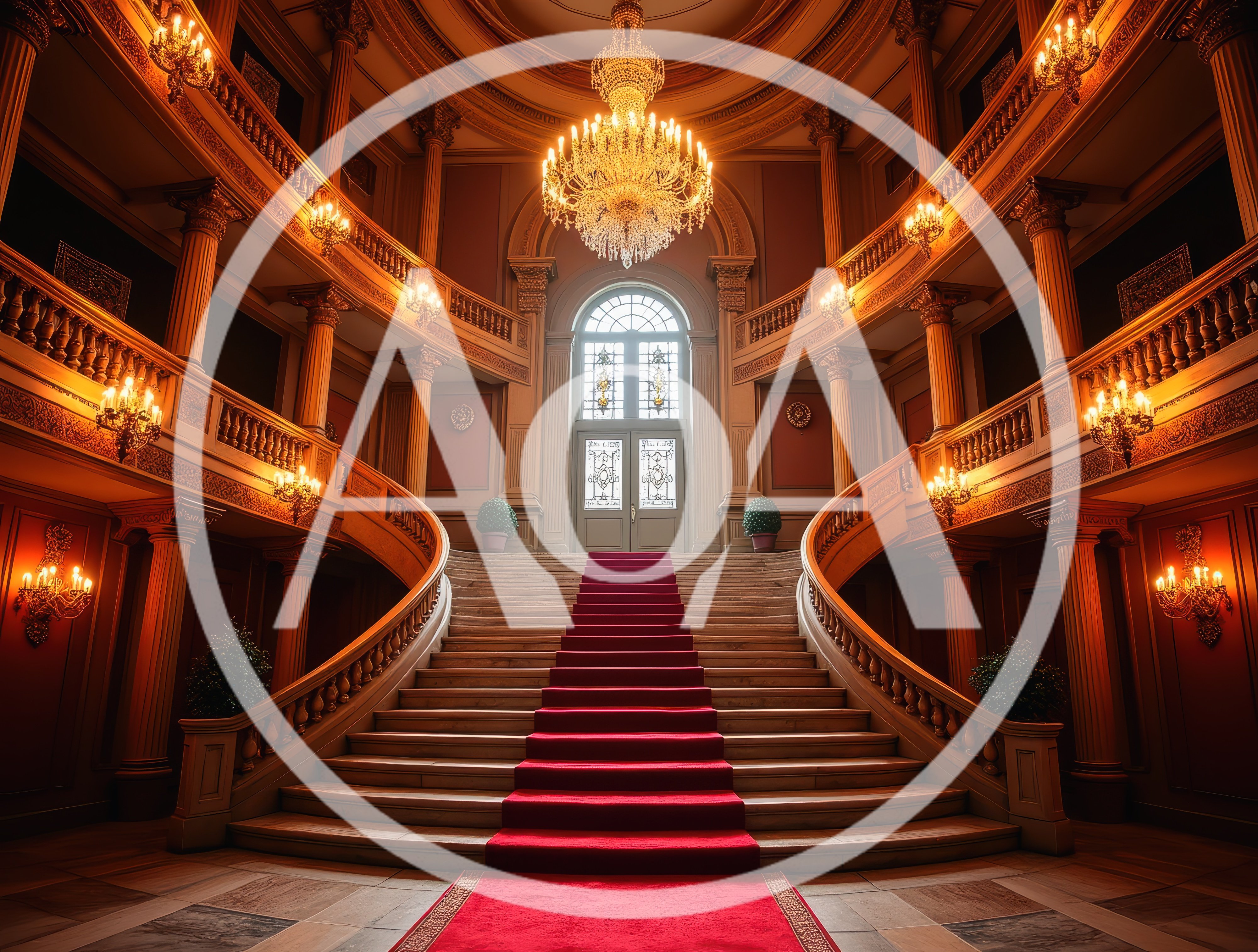 Grand Staircase in a Luxurious Palace Foyer