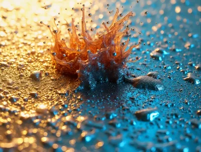 Liquid Splash Crown With Metallic Droplets