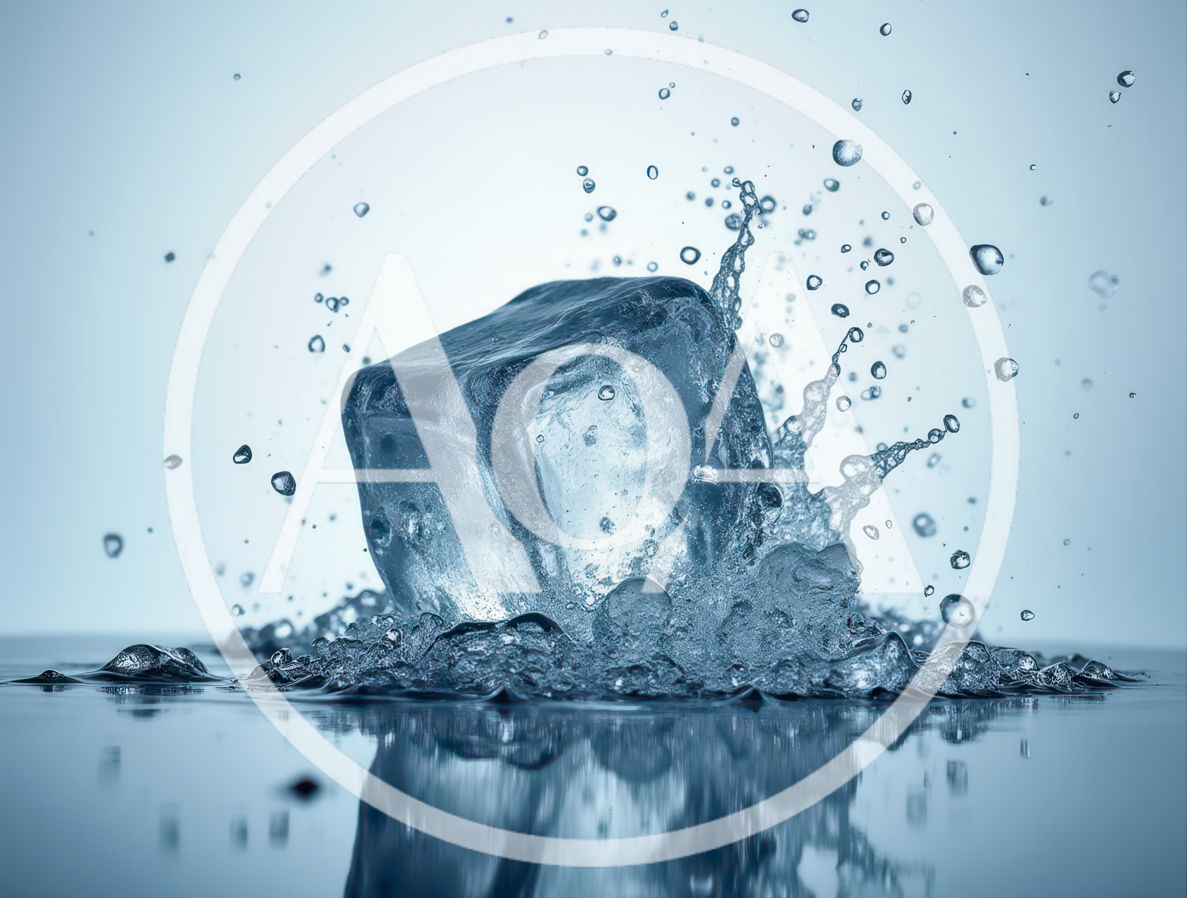 Ice Cube Dropping Into Water With Splash