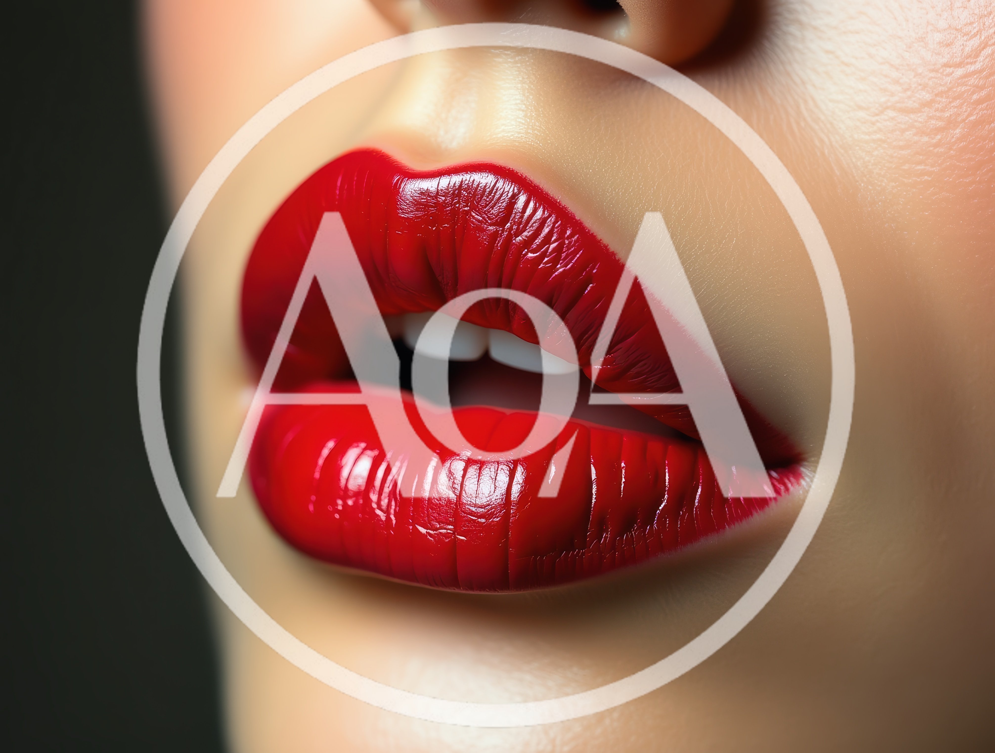 Close Up Of Woman With Vibrant Red Lipstick