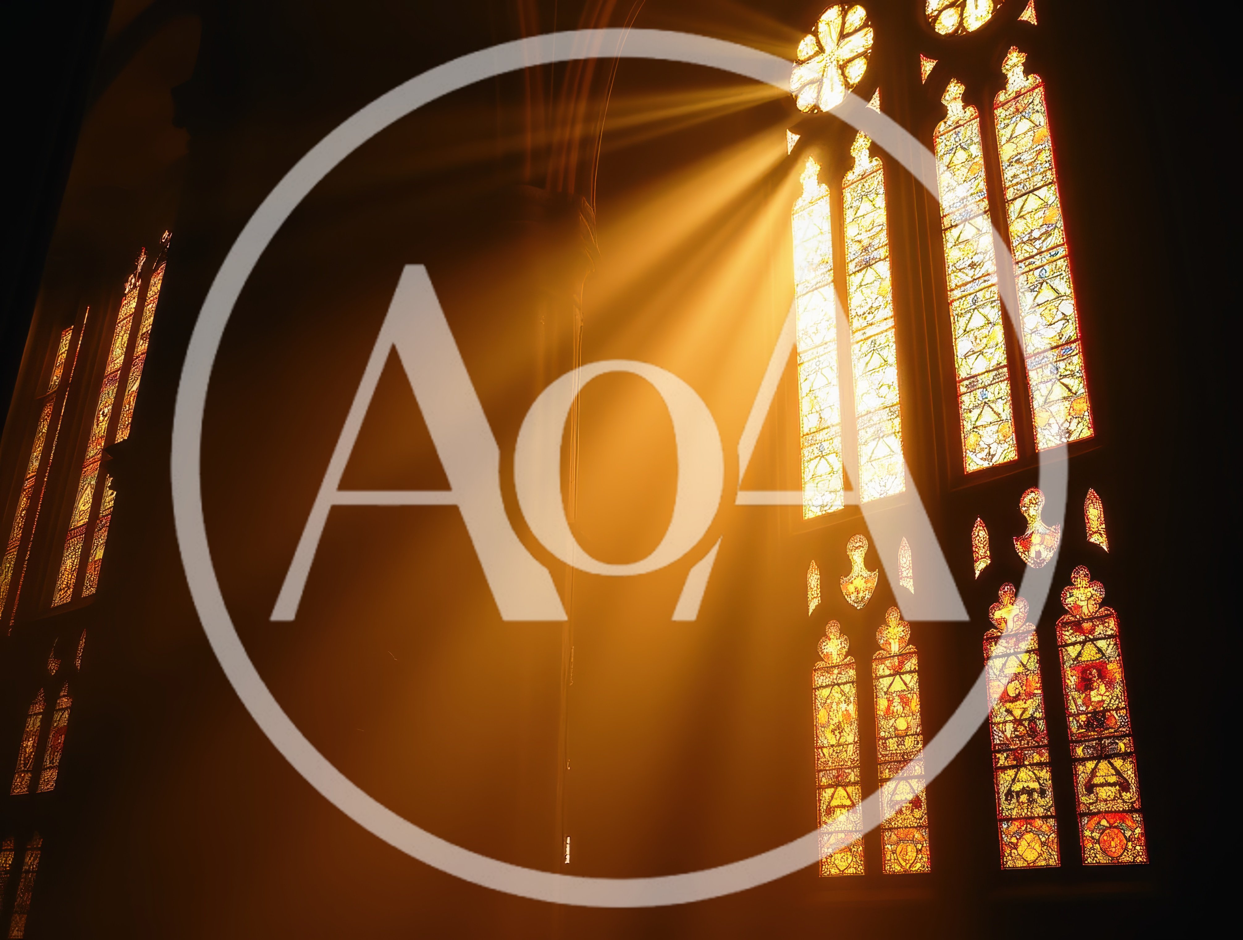 Sunlight Streaming Through Stained Glass Church Windows