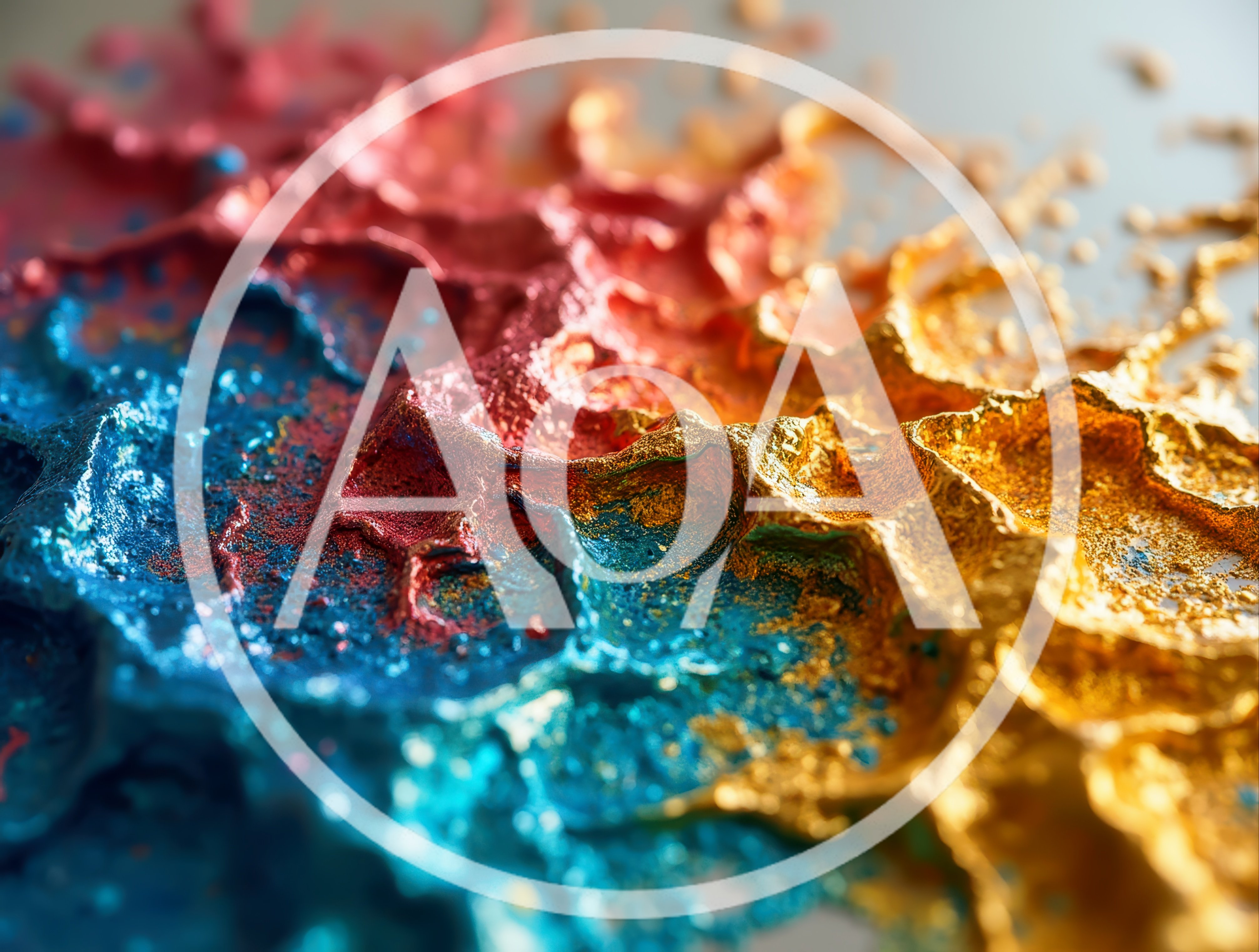 Abstract Macro Texture of Vibrant Metallic Paint Splashes