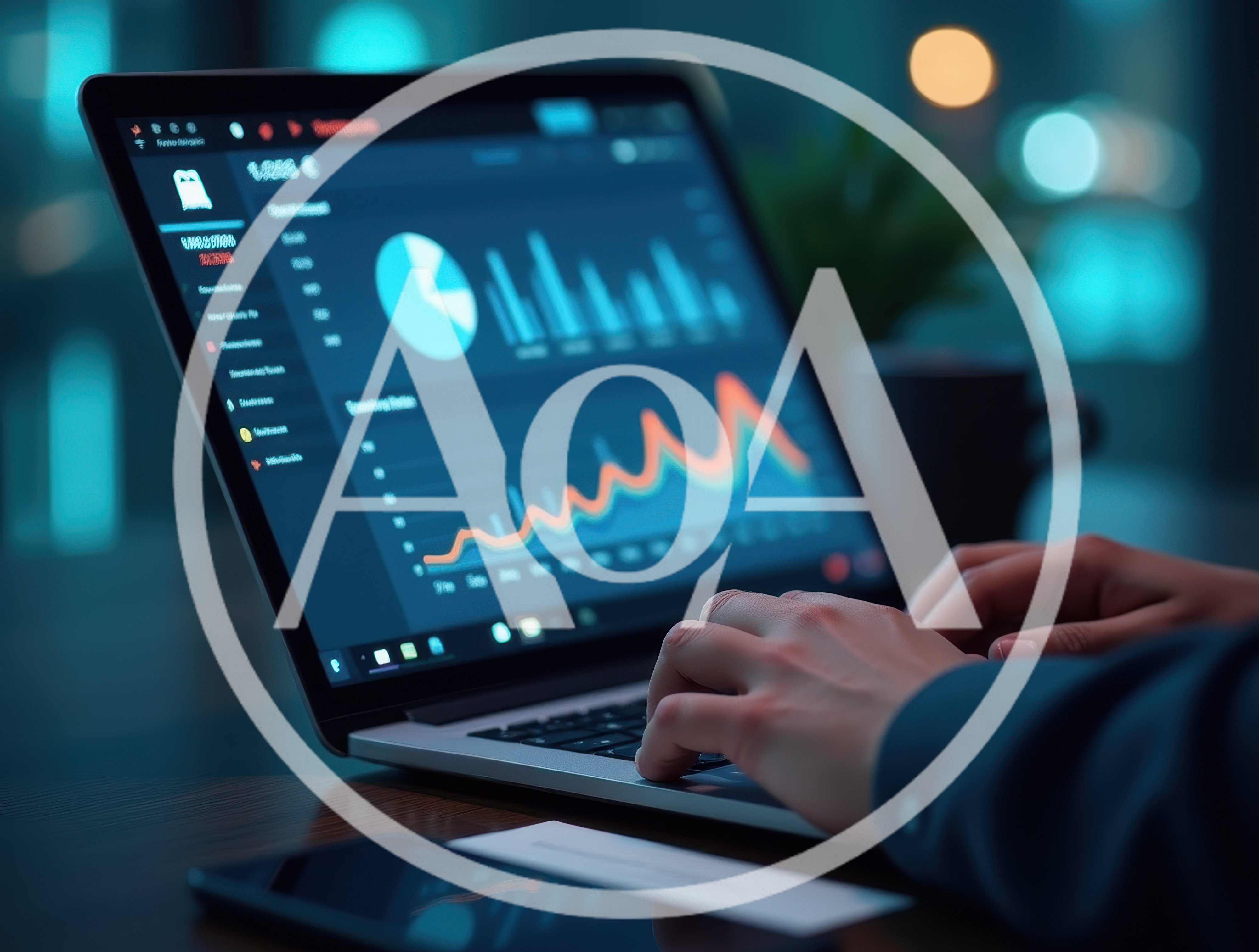 Professional Analyzing Financial Data On Laptop At Night