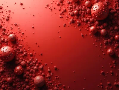 Abstract Red Spheres And Textured Particles Background