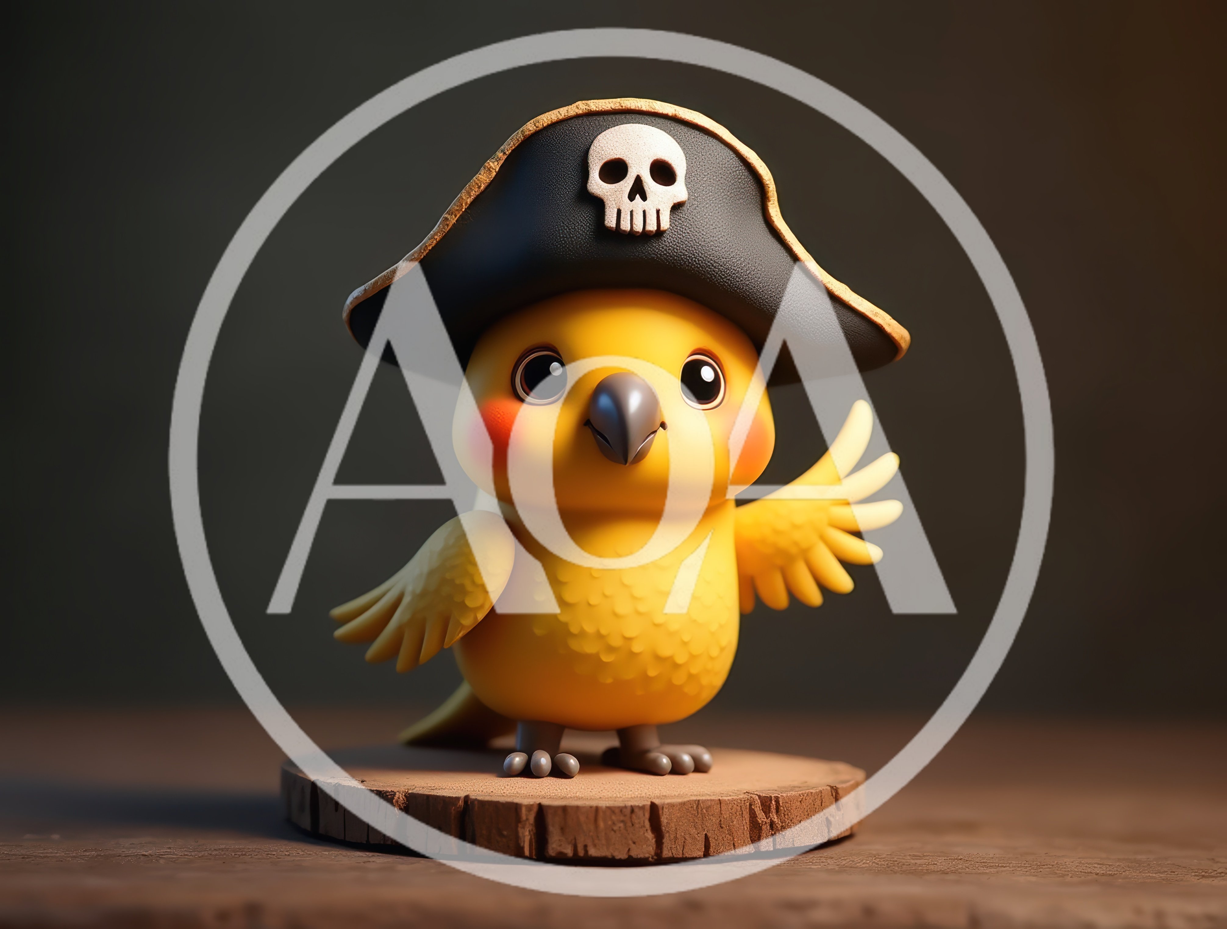 Cute Yellow Parrot Wearing A Pirate Hat