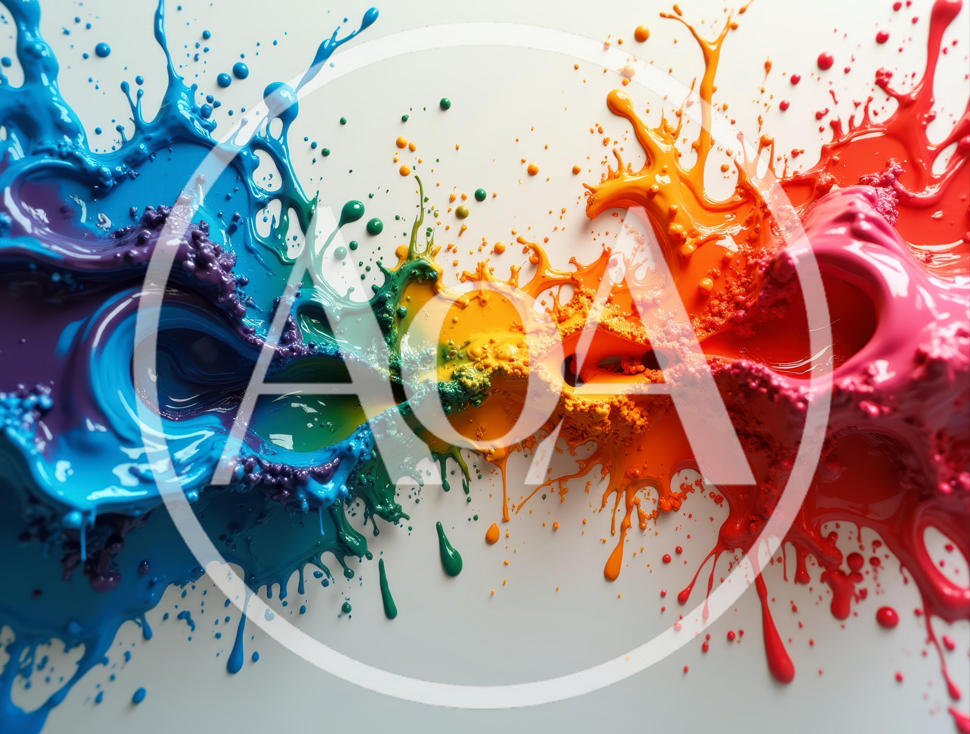 Vibrant Rainbow Paint Splashes On White Background