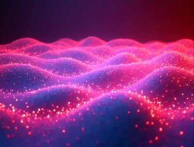Abstract Glowing Pink And Blue Wavy Landscape